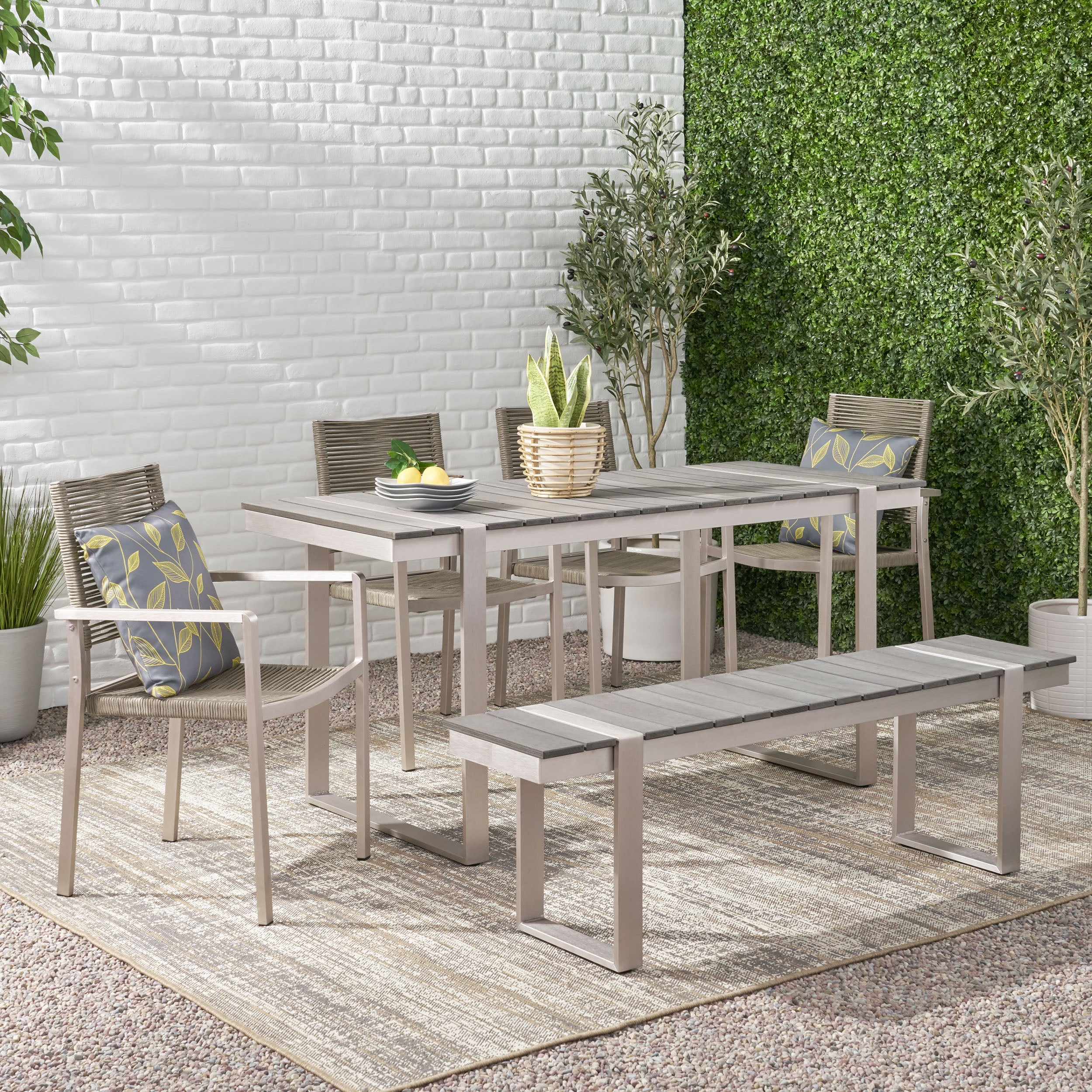 Conley Outdoor 6 Piece Aluminum Dining Set - furnishings