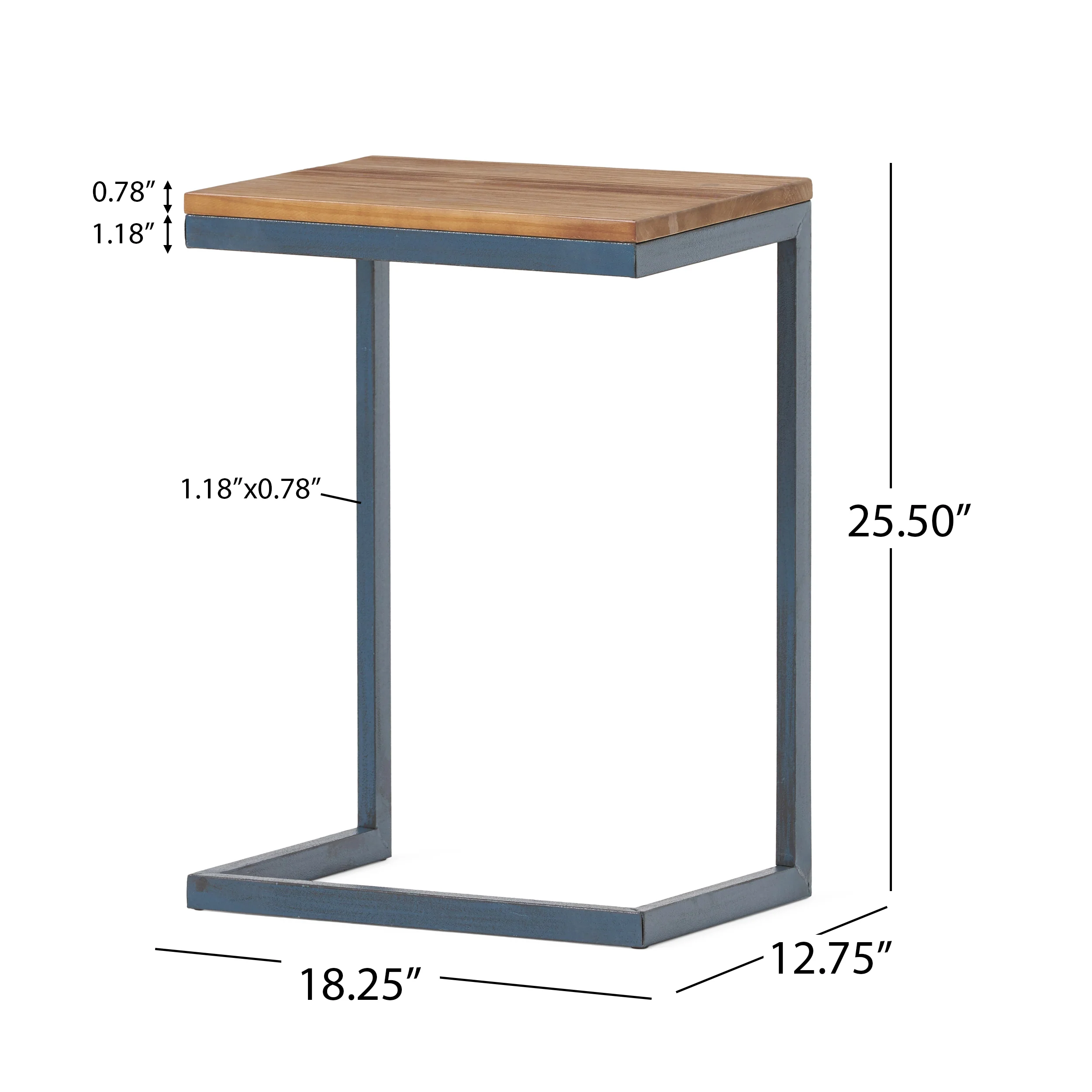 Ramona Modern Industrial Firwood C-Shaped Accent Side Table with Iron Frame - furnishings