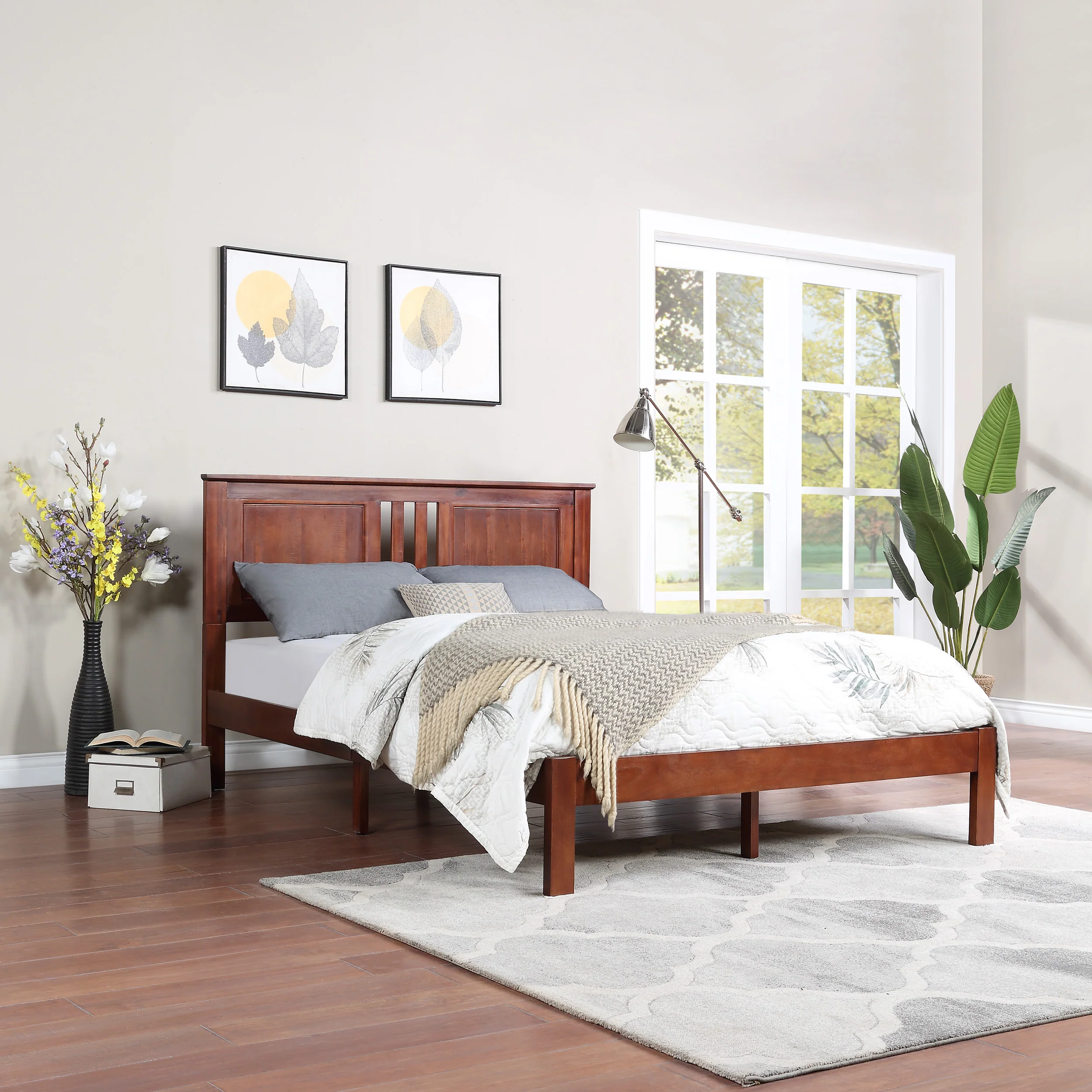 Kashtyn Modern Farmhouse Acacia Wood Queen Bed Platform - furnishings