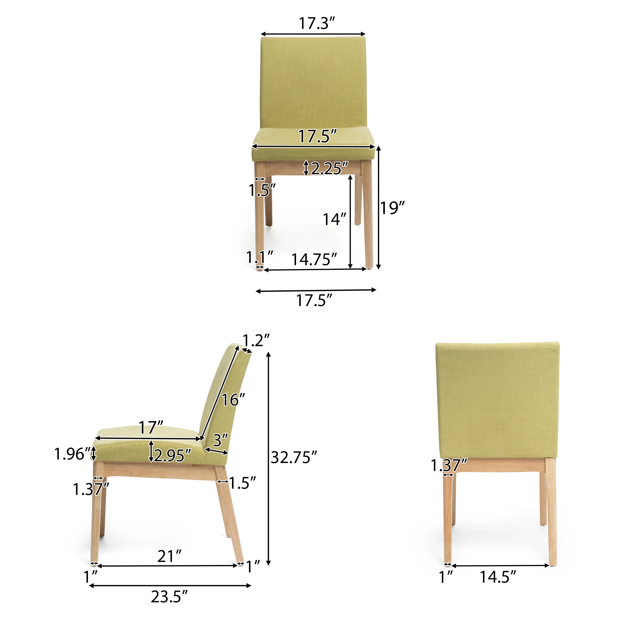 Leona Fabric & Wood Finish Dining Chair (Set of 2) - furnishings
