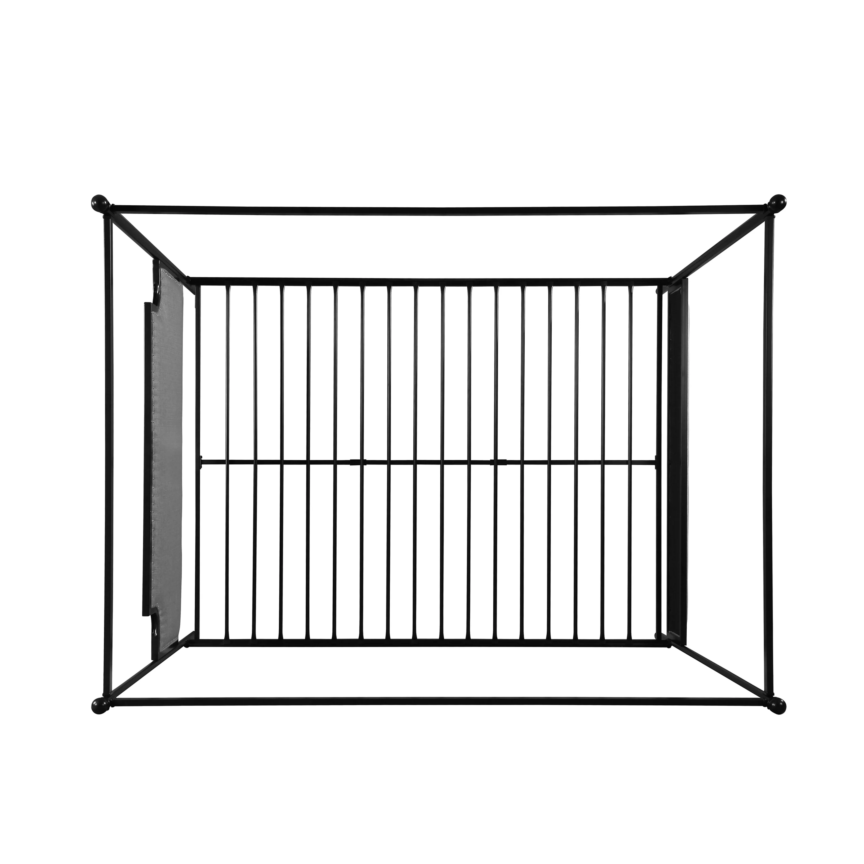 Asa Queen Size Iron Canopy Bed Frame with Upholstered Studded Headboard - furnishings