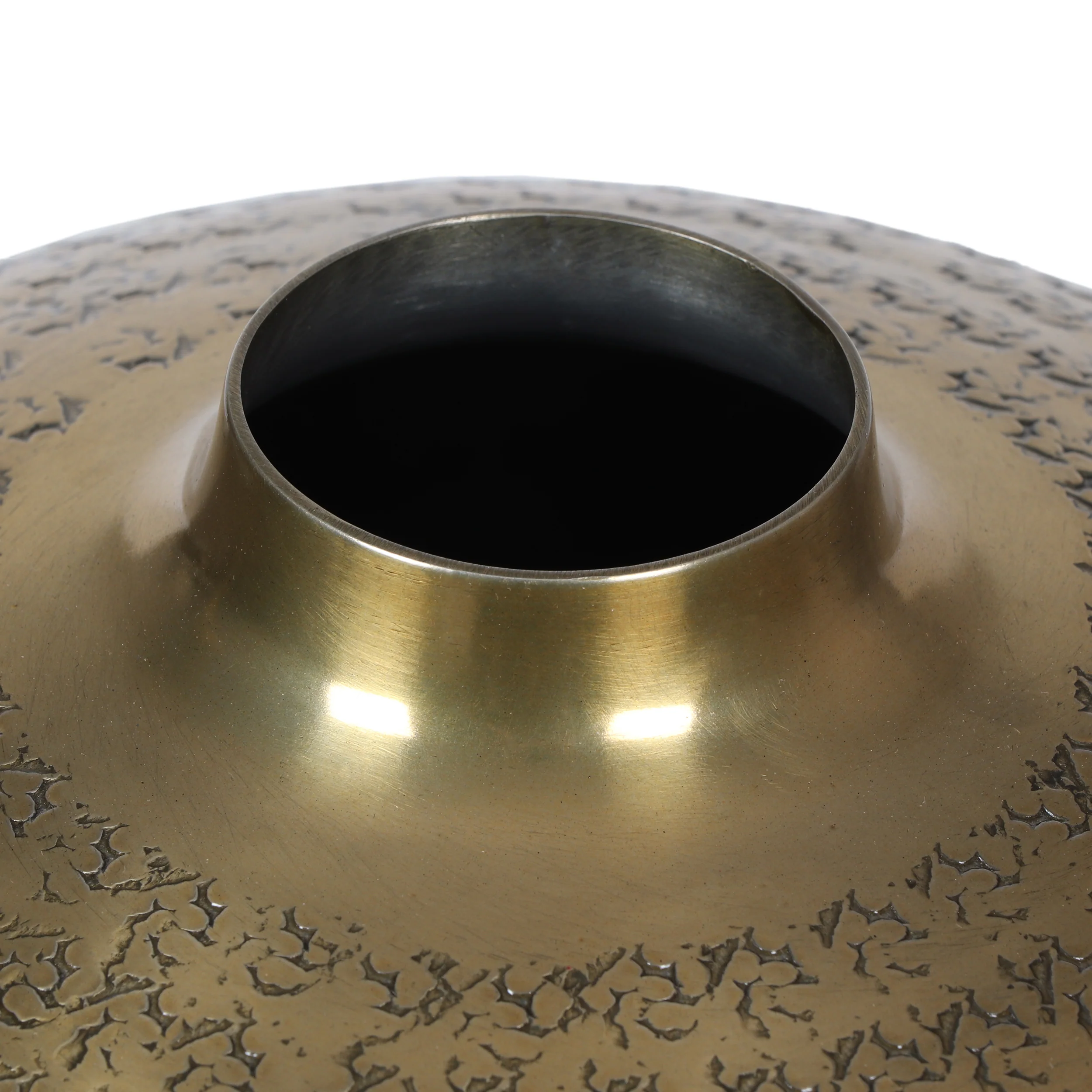 Olcott Handmade Textured Aluminum Vase, Brass - furnishings
