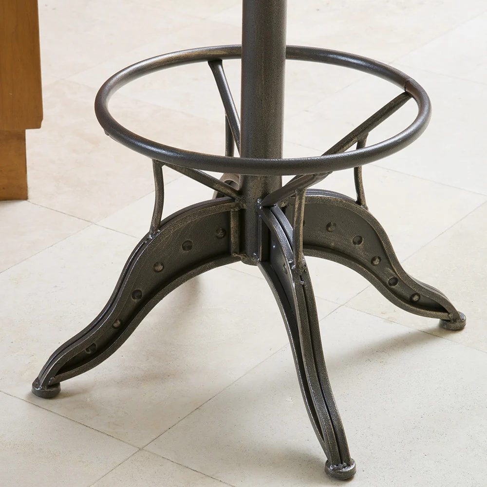 Bethpage Industrial Firwood Adjustable Height Bar Stool, Gray, Brass, and Natural - furnishings
