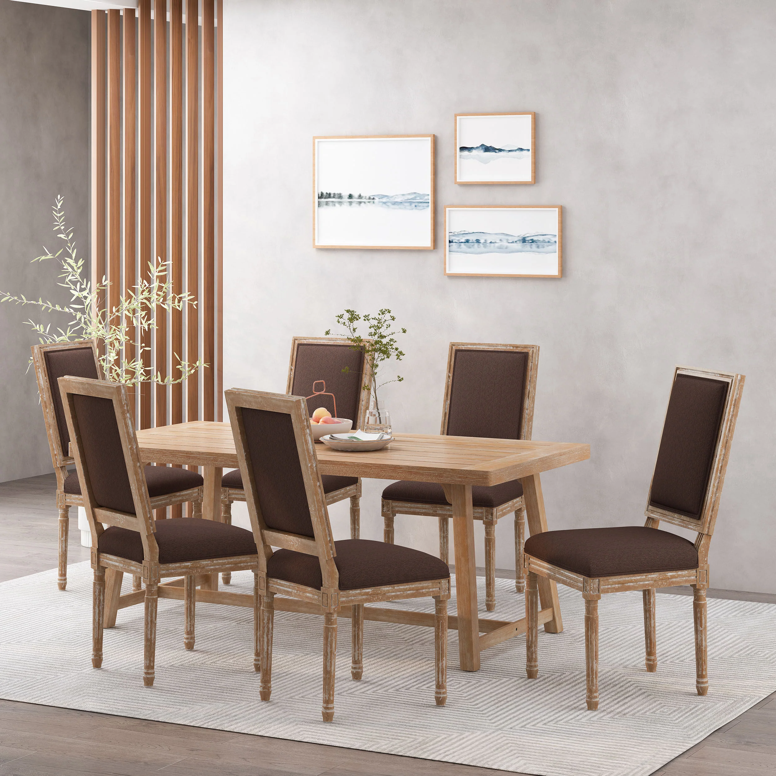Amy French Country Wood Upholstered Dining Chair (Set of 6) - furnishings