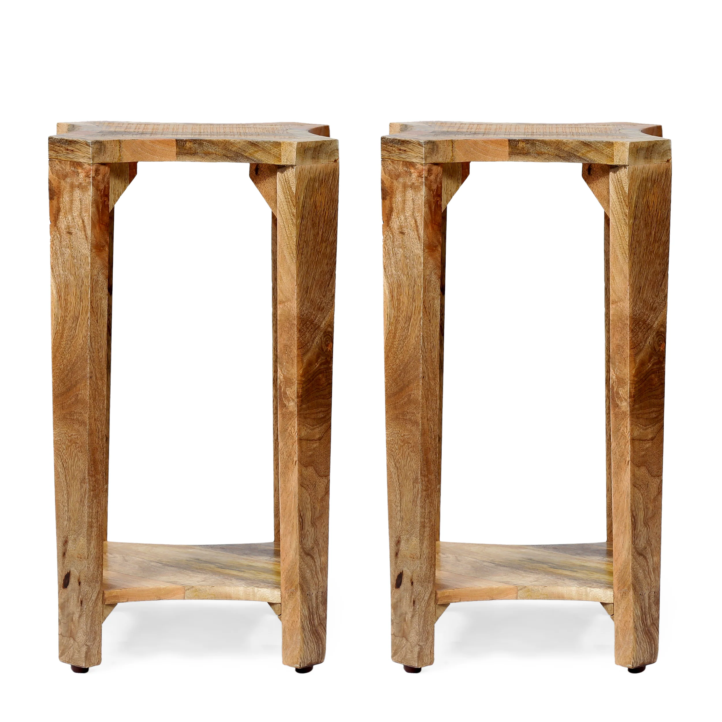 Bruce Handcrafted Boho Mango Wood Side Tables (Set of 2) - furnishings