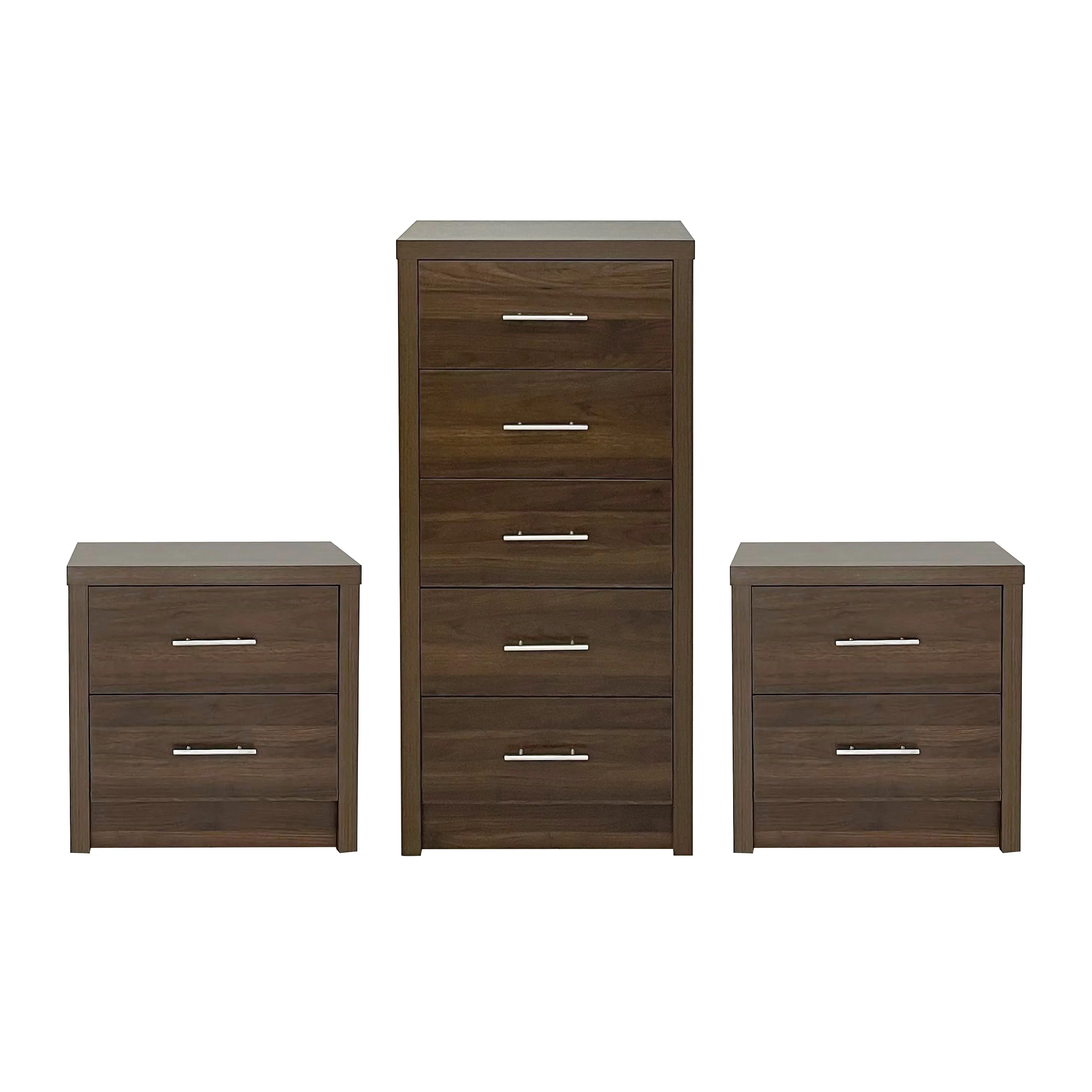 Marlette Modern 3 Piece 5 Drawer Dresser and Nightstand Bedroom Set - furnishings