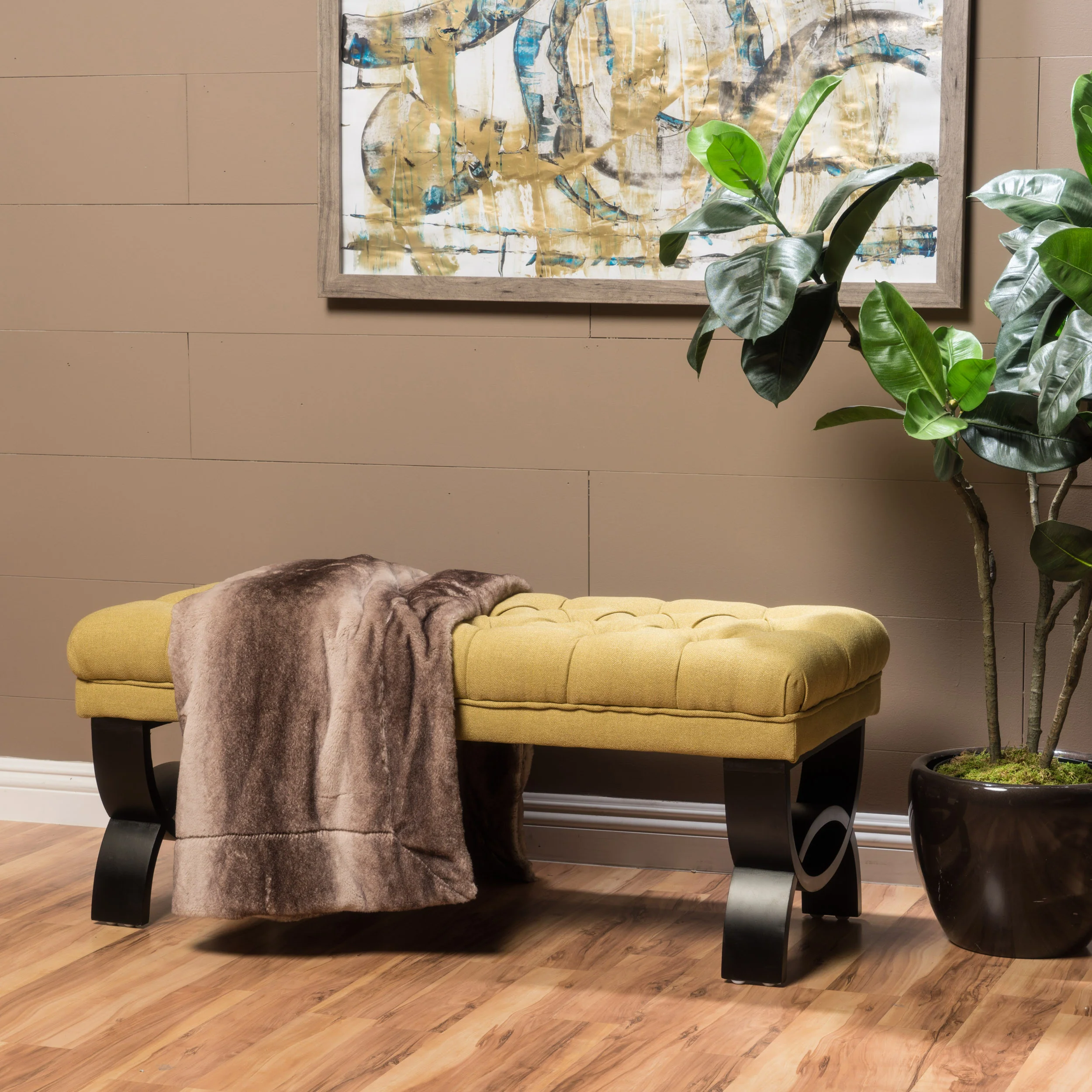 Reddington Tufted Fabric Ottoman Bench - furnishings