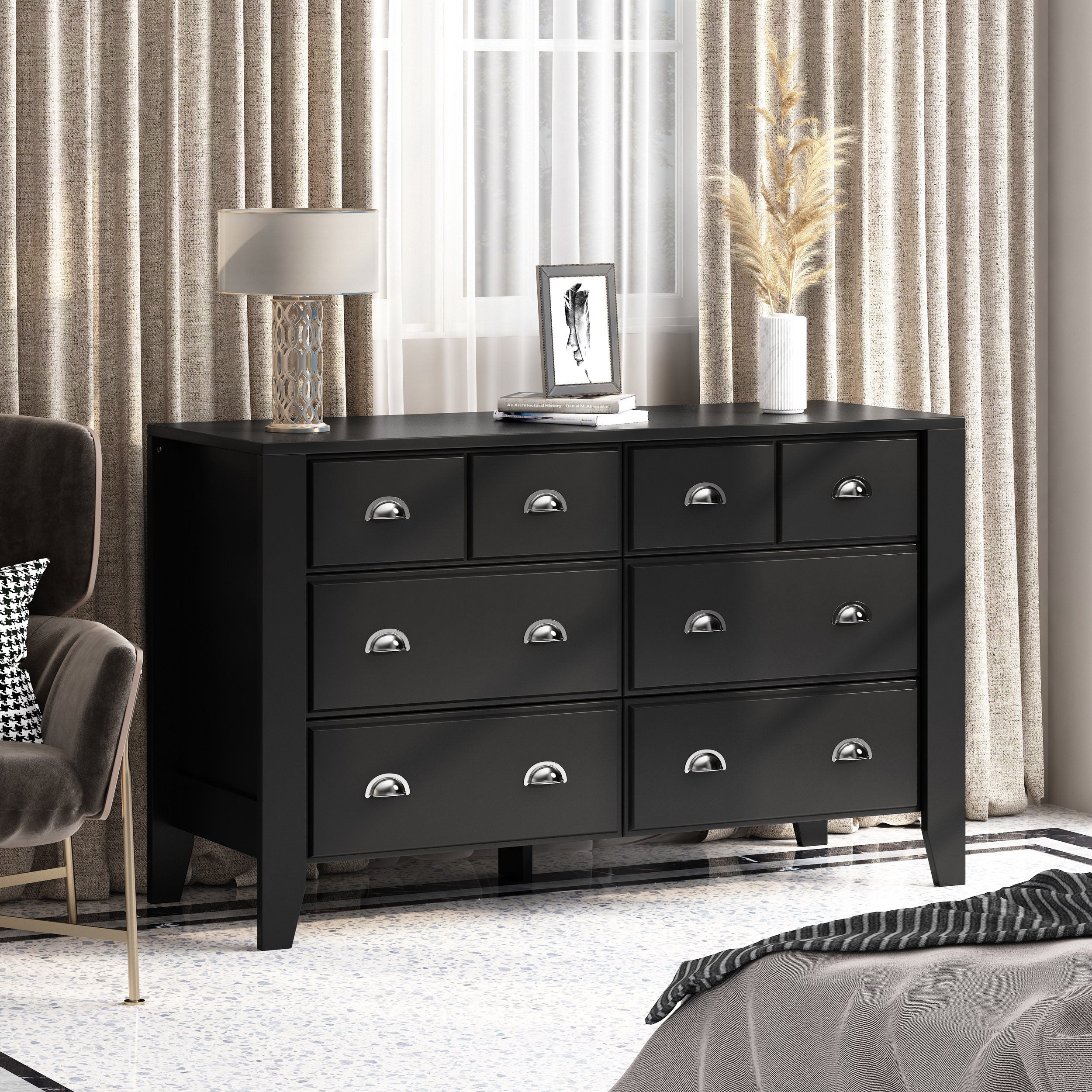Cleary Contemporary Faux Wood 6 Drawer Double Dresser - furnishings