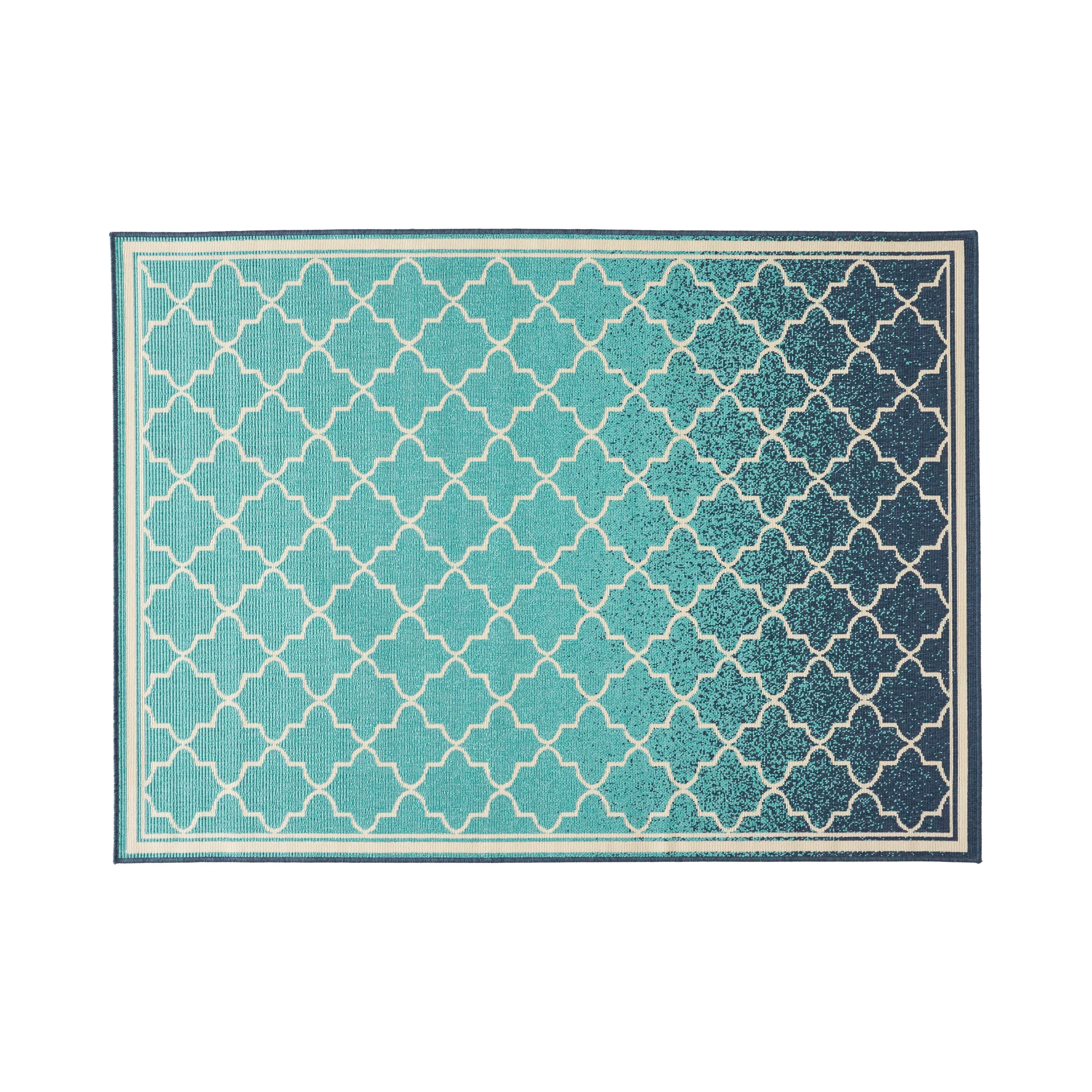 Sweety Outdoor Ombre Area Rug, Blue and Ivory - furnishings
