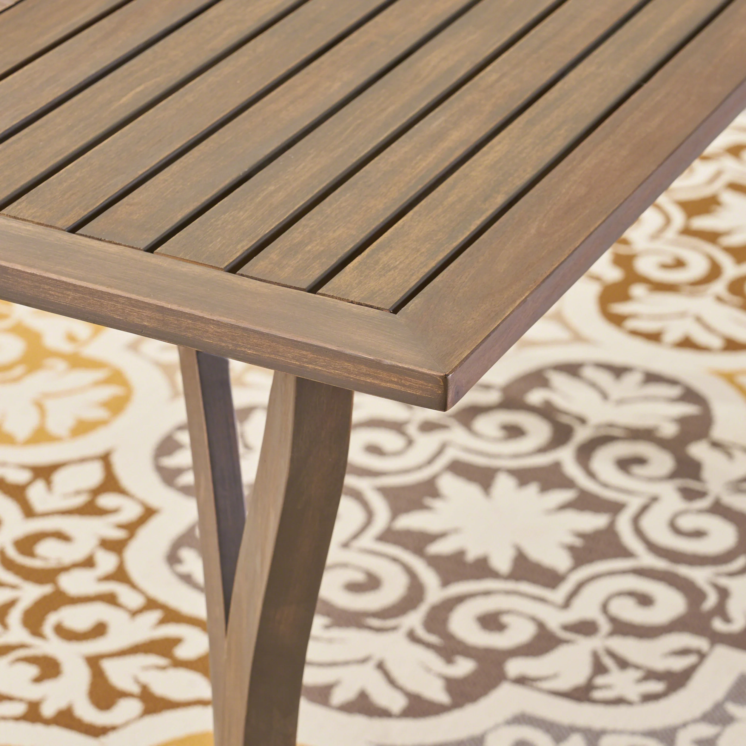 Karly Outdoor 7 Piece Wood and Wicker Dining Set - furnishings