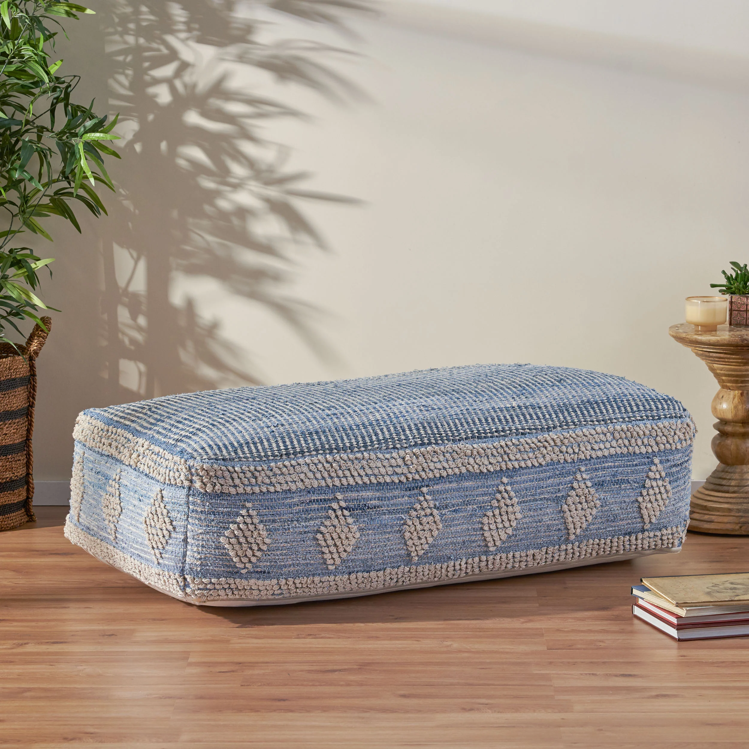 Charline Boho Rectangular Bean Bag Ottoman - furnishings