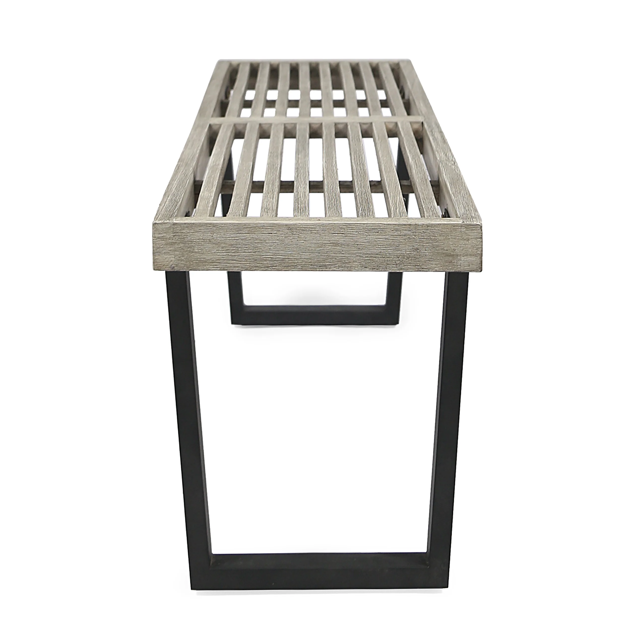 Joa Patio Dining Bench, Acacia Wood with Iron Legs, Modern, Contemporary - furnishings