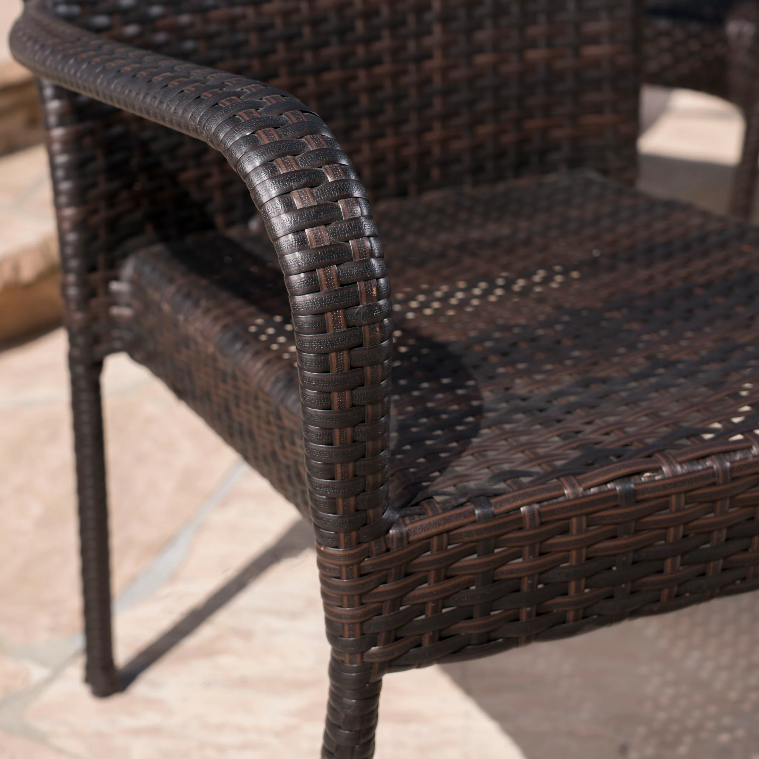 Basil Outdoor 7 Piece Wicker Hexagon Dining Set with Stacking Chairs - furnishings