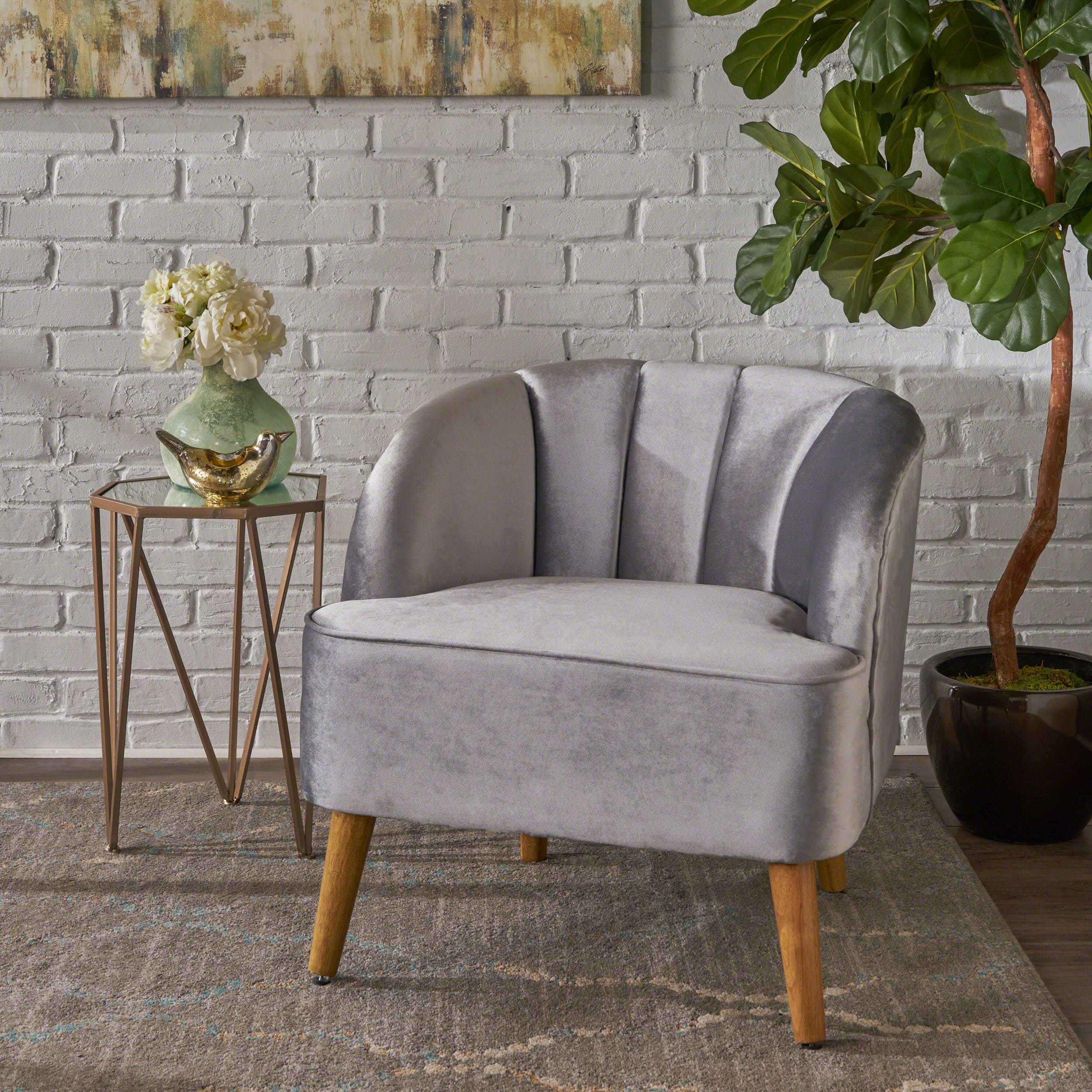 Scarlett Modern New Velvet Accent Chair - furnishings