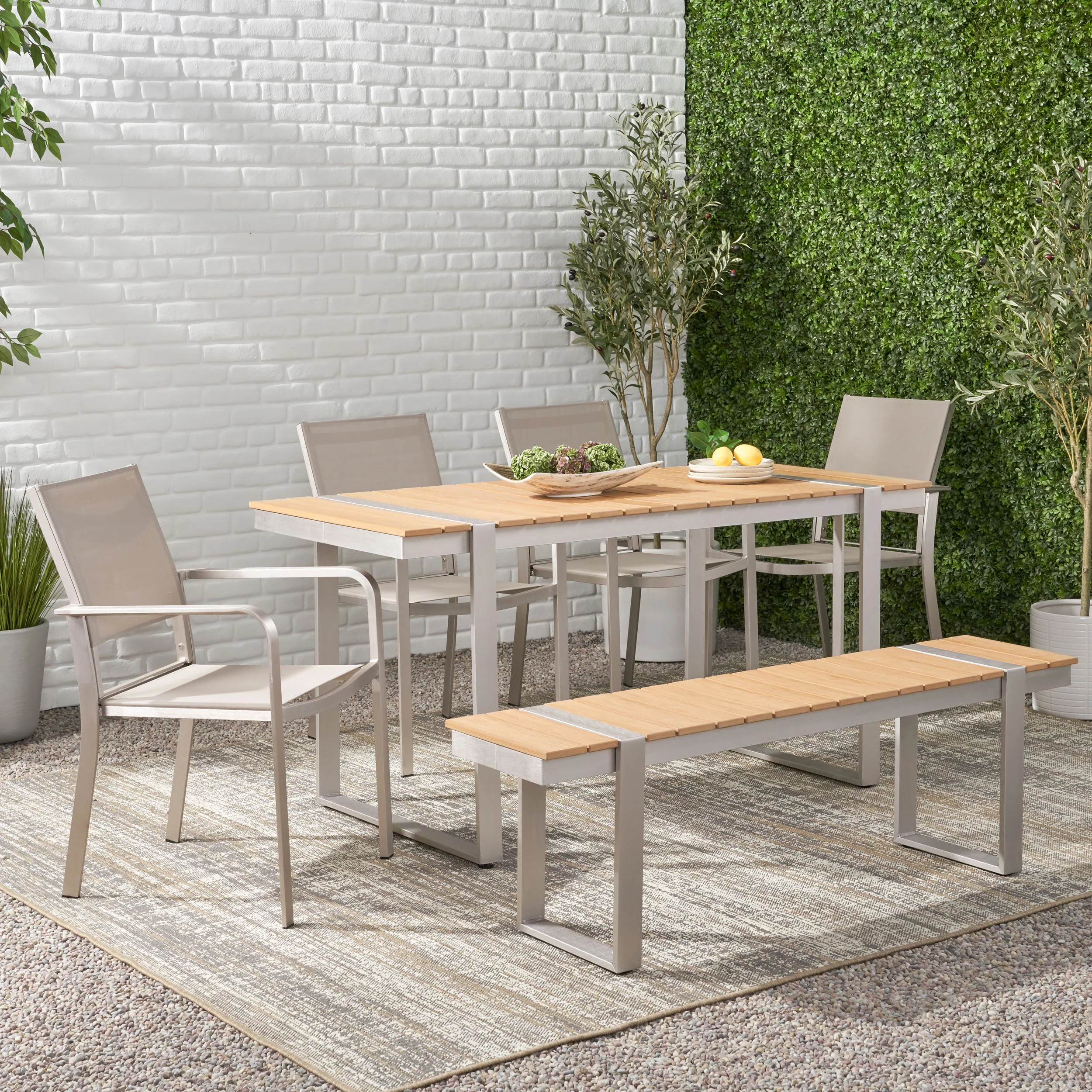 Watts Outdoor 6 Piece Aluminum Dining Set - furnishings