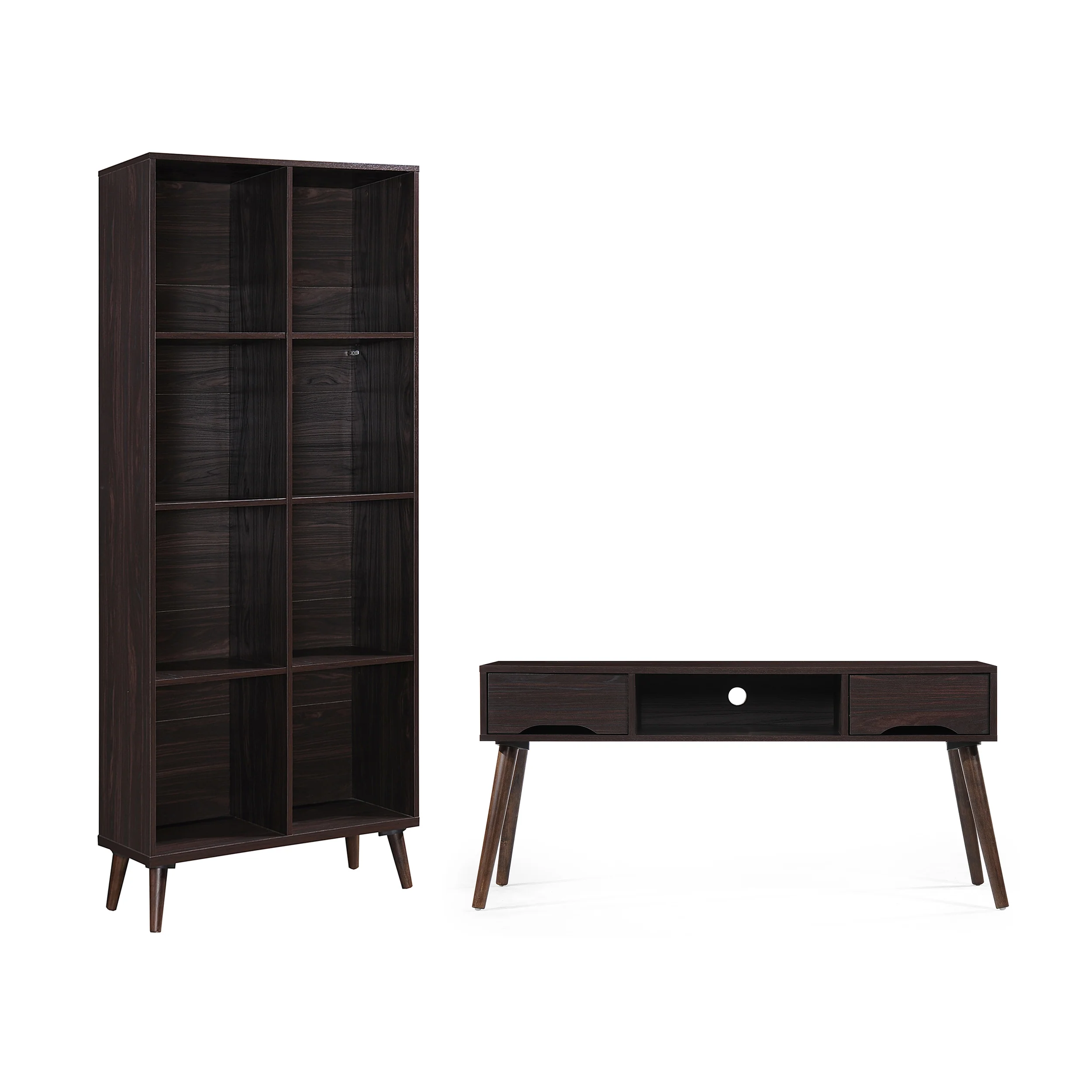 Irene Mid Century 2 Piece TV Stand & Bookcase Set - furnishings