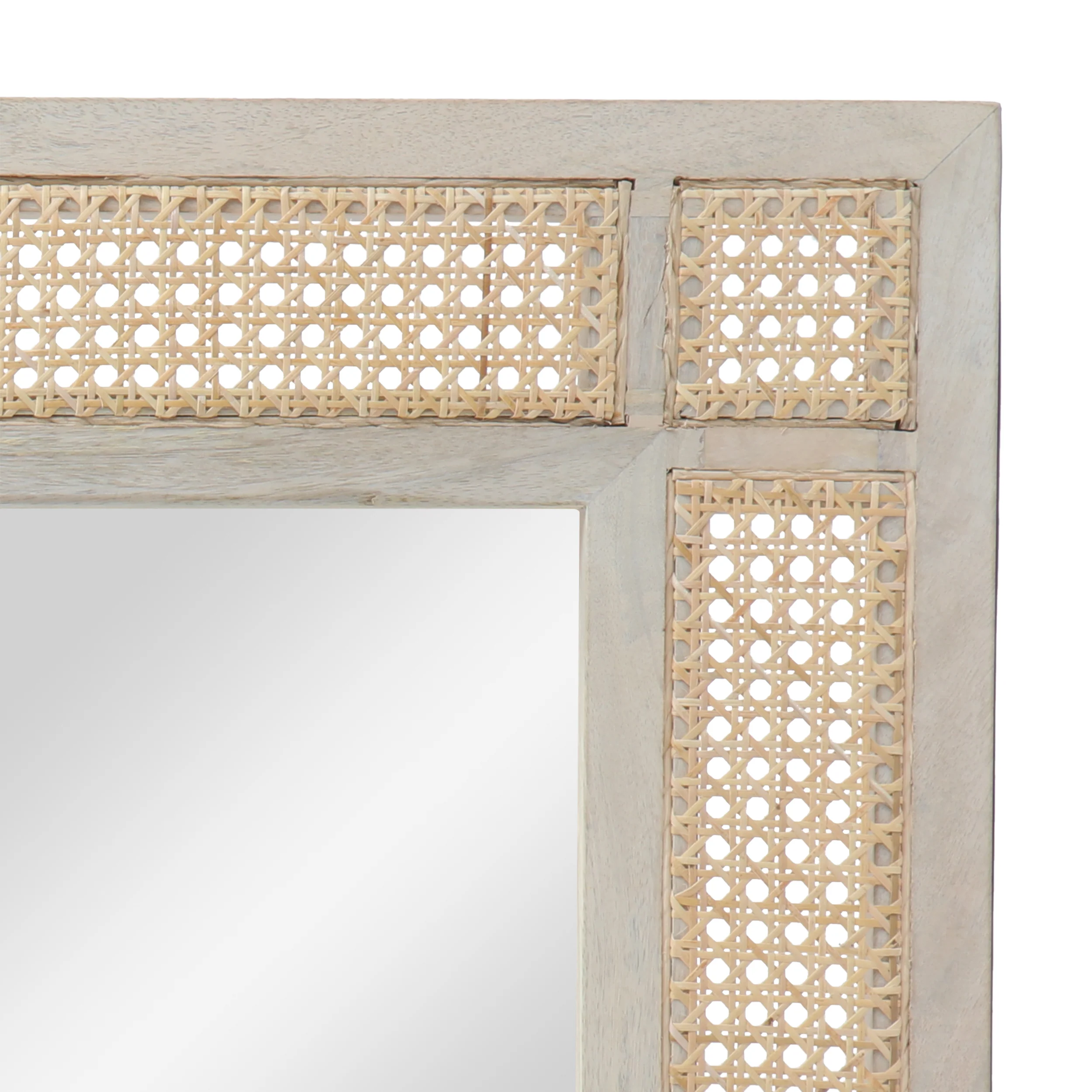 Hazel Boho Mirror with Wicker Caning - furnishings