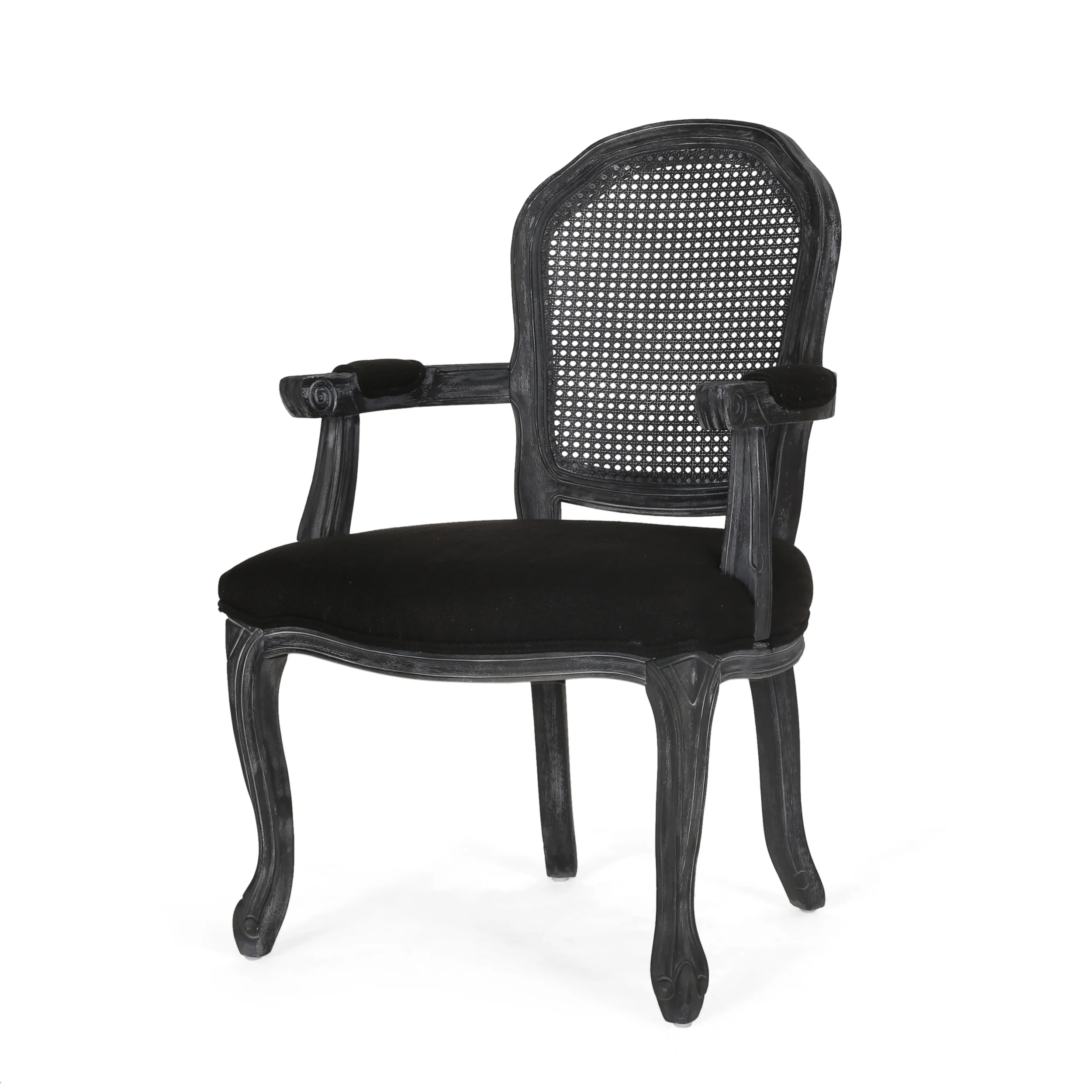 Mariette French Country Wood and Cane Upholstered Dining Chair, Set of 4 - furnishings