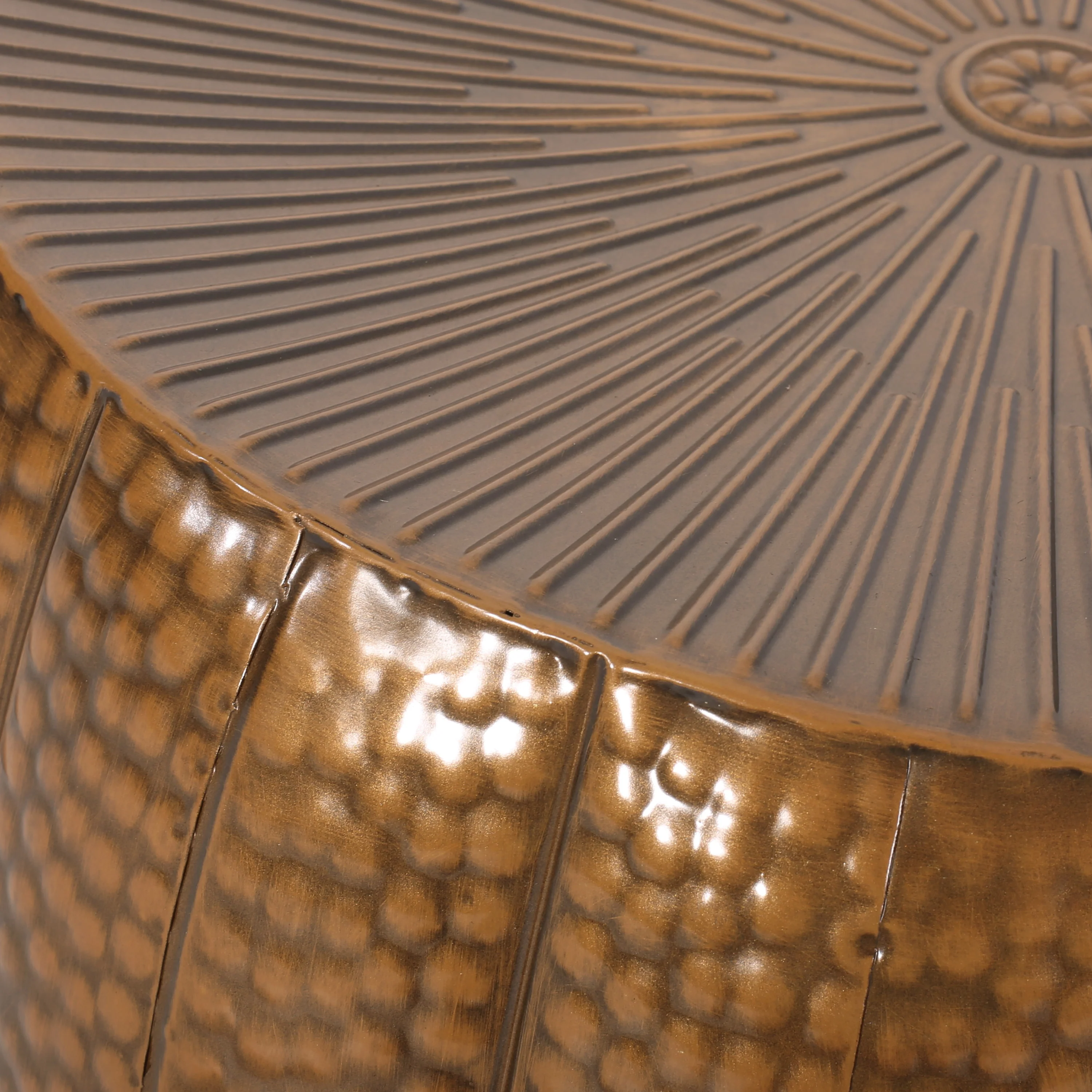 Perrotto Modern Iron Sunburst Pumpkin Coffee Table - furnishings