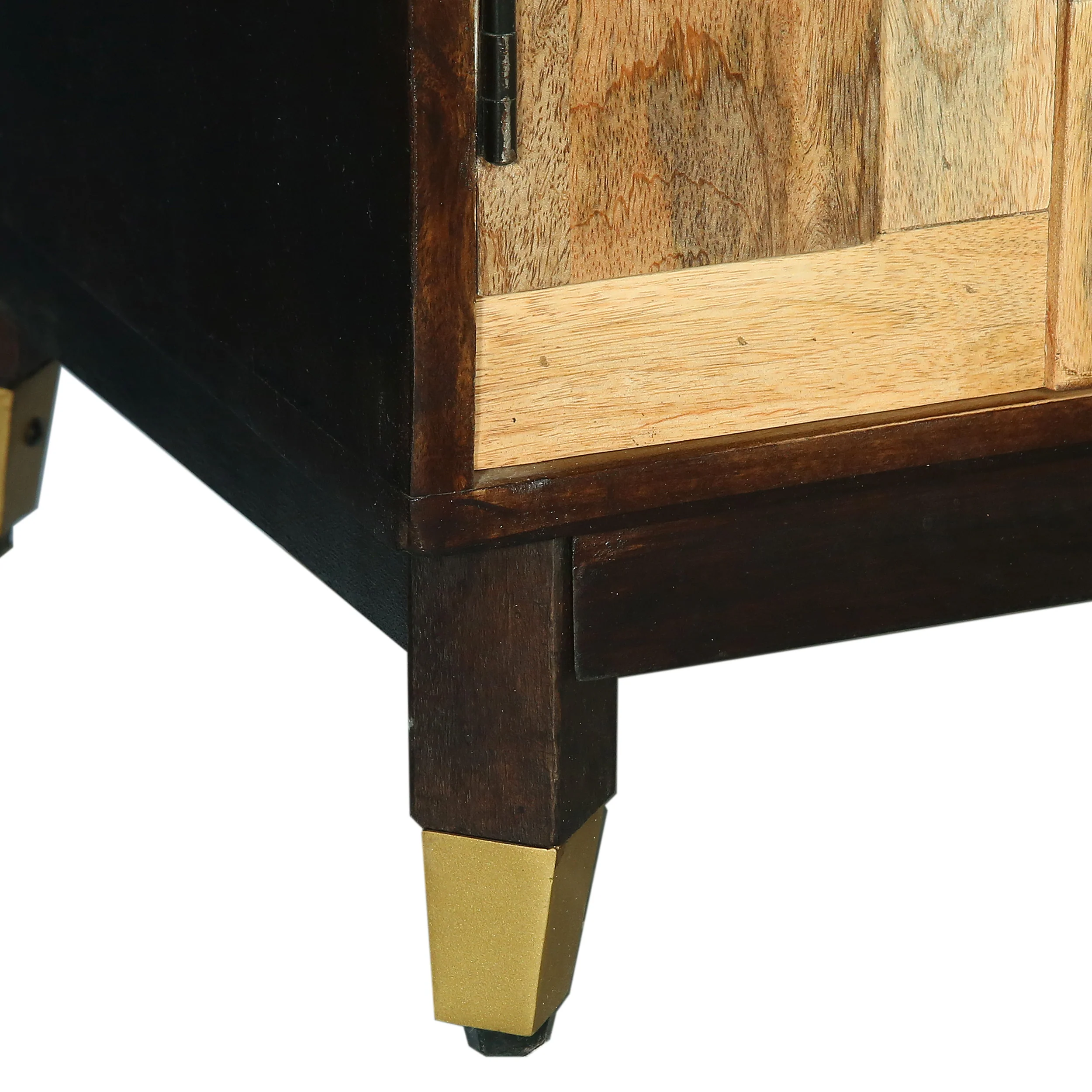 Graniss Boho Handmade Mango Wood 3 Door Sideboard, Walnut and Natural - furnishings