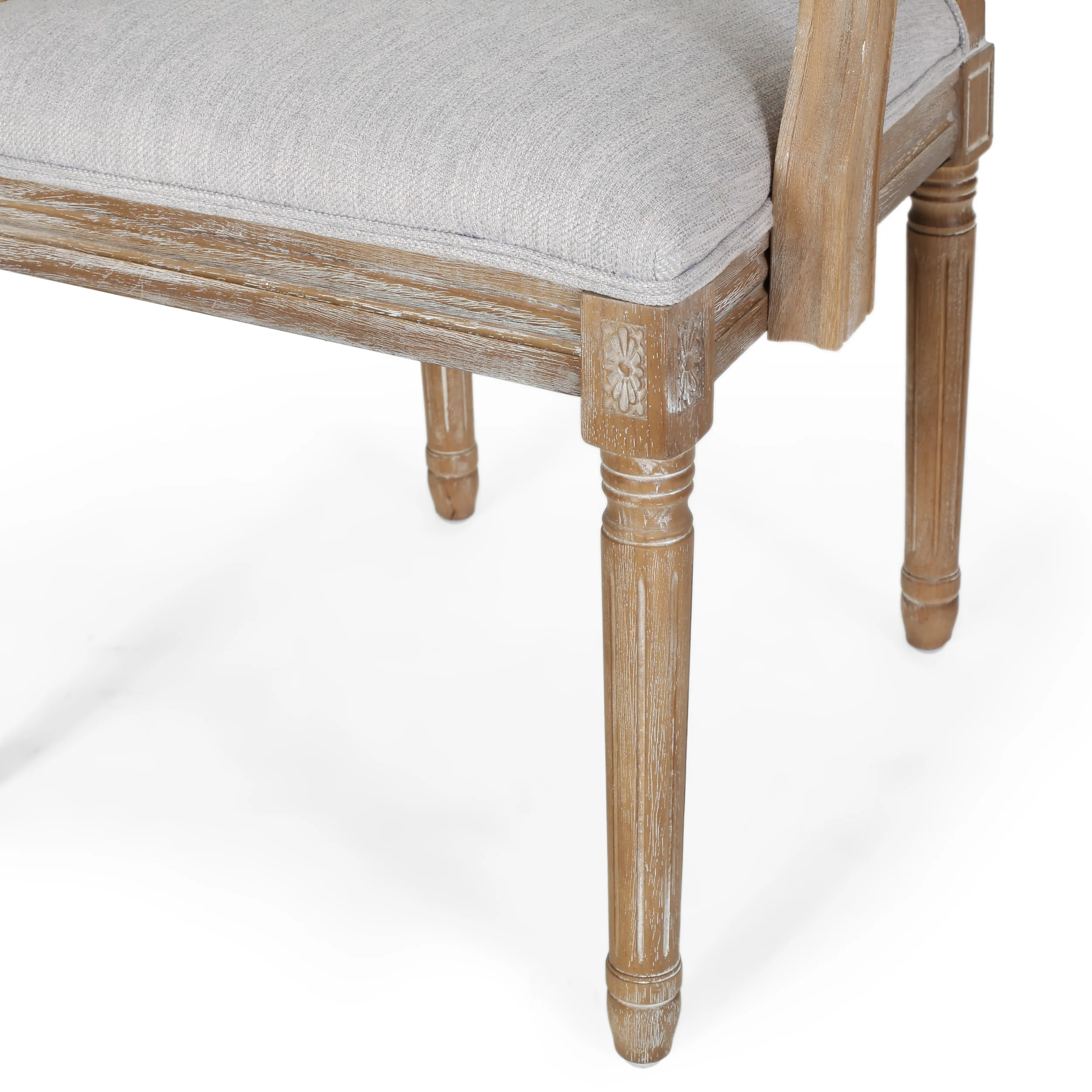 Regan French Country Fabric Upholstered Wood Expandable 7 Piece Dining Set - furnishings