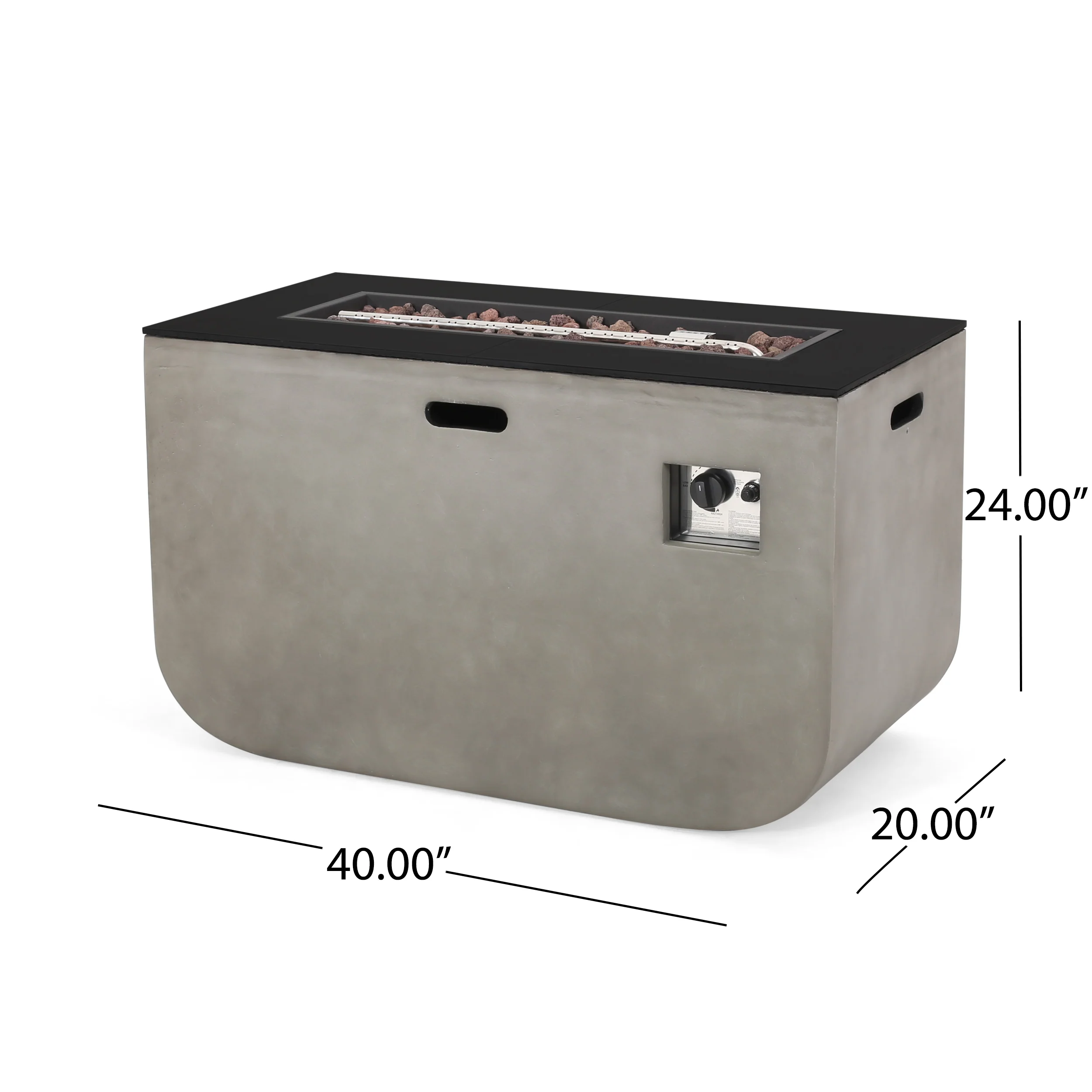 Laini Outdoor Modern 40-Inch Rectangular Fire Pit - furnishings