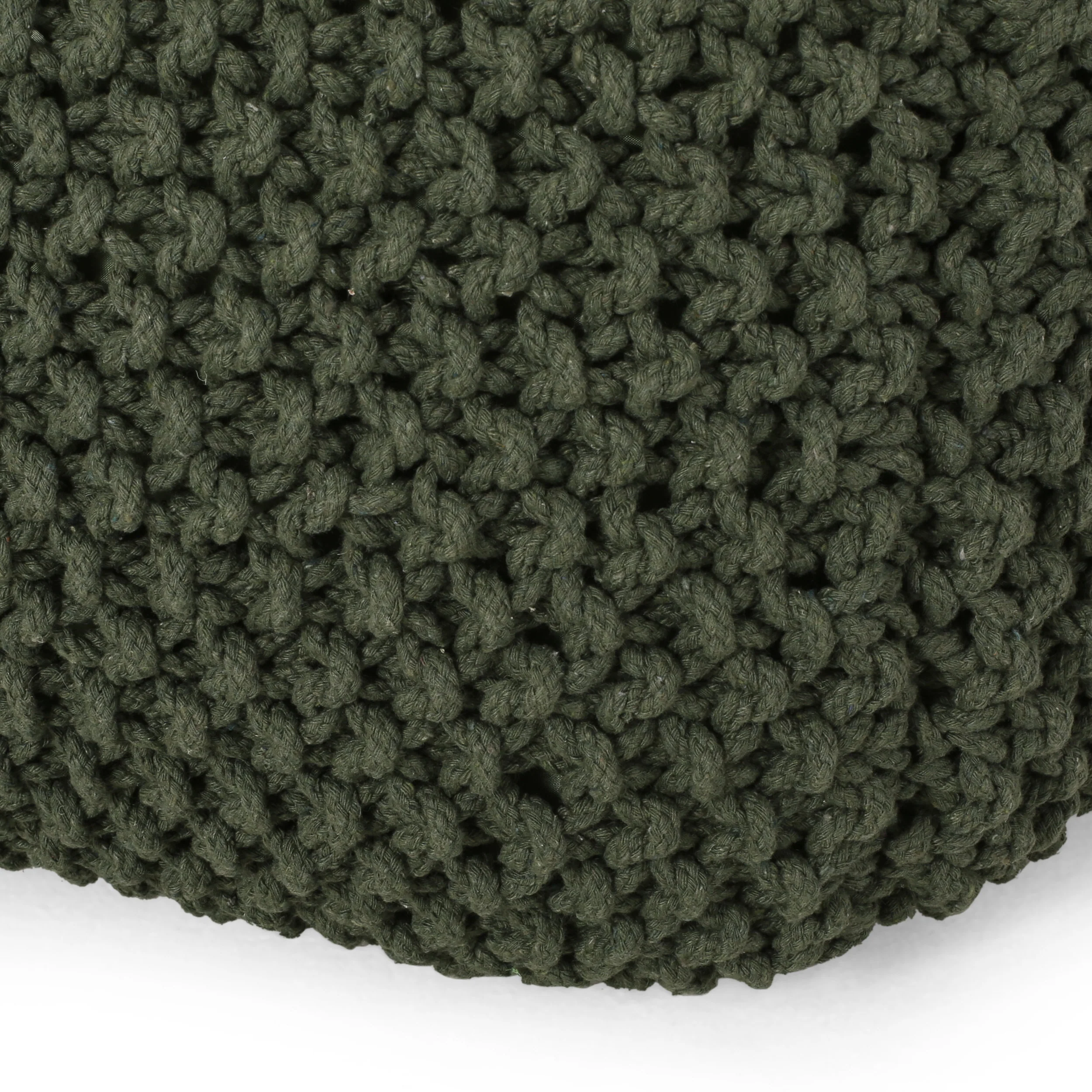 Teresa Modern Knitted Cotton Cube Pouf - furnishings