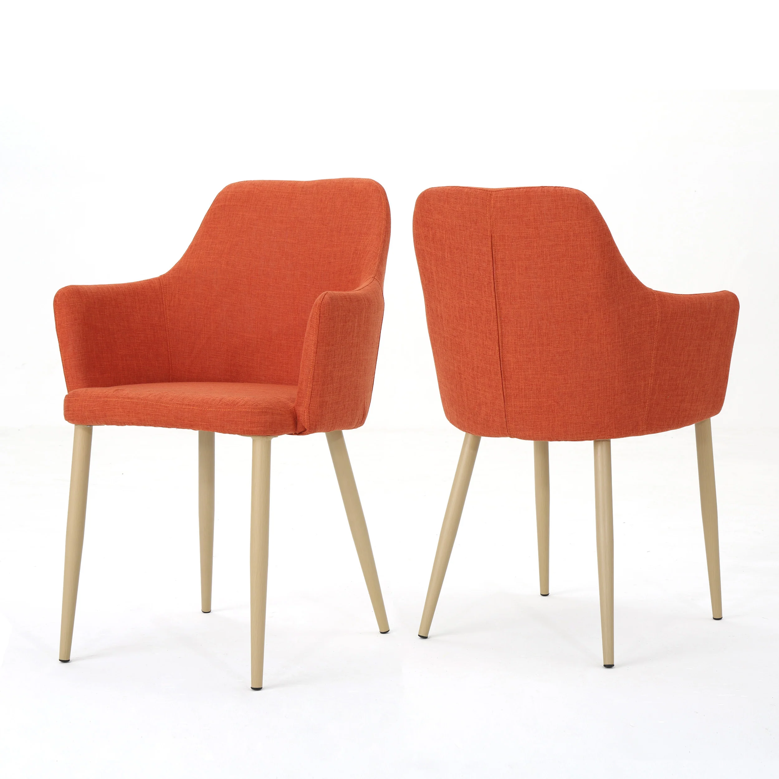 Serra Mid Century Fabric Dining Chair with Wood Finished Metal Legs (Set of 2) - furnishings