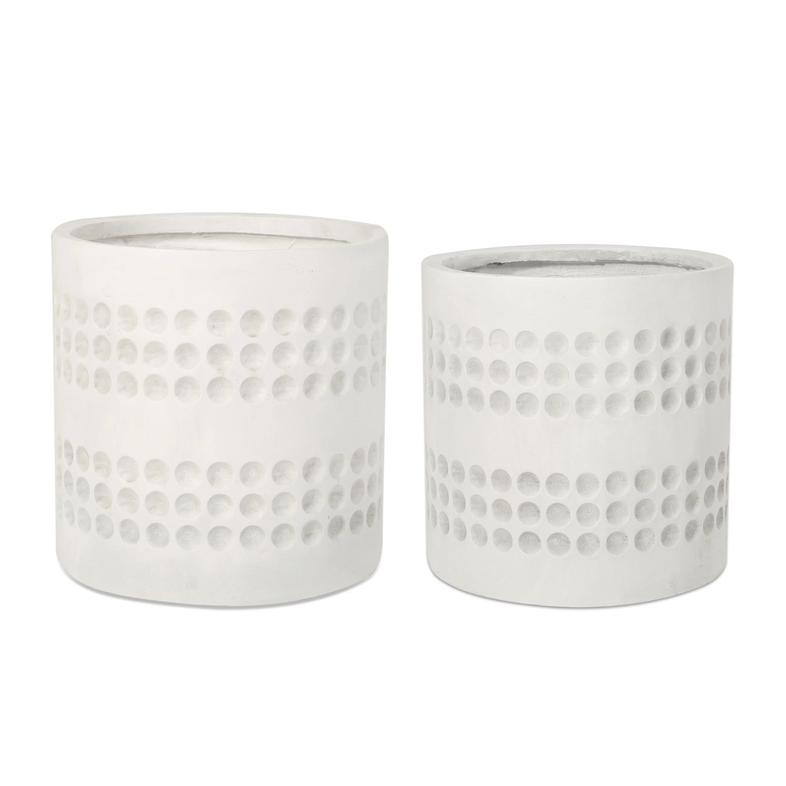 Suncook Outdoor Medium and Large Cast Stone Planter Set, Antique White - furnishings