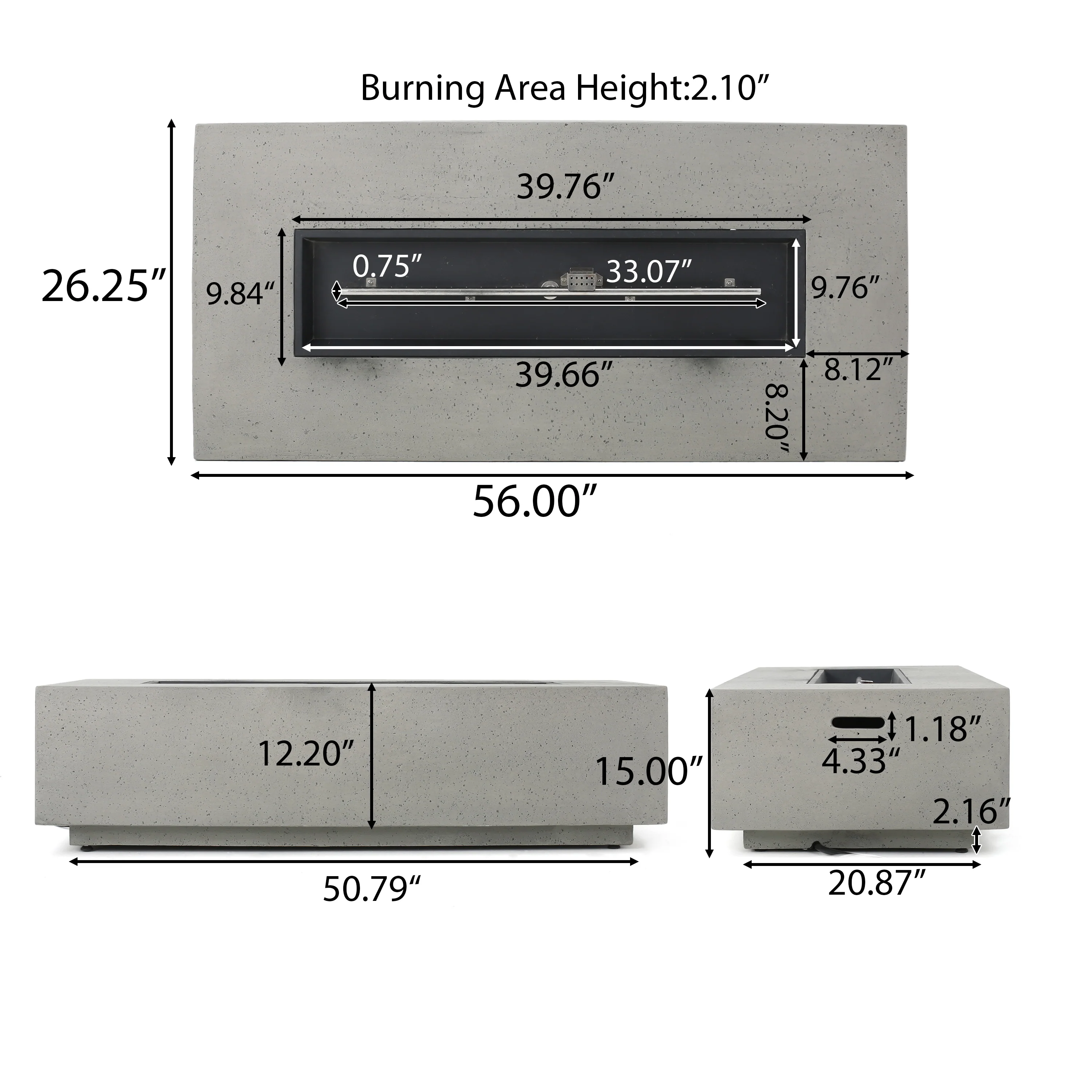 Coral Bay Outdoor Gray Aluminum 7 Piece Sofa Chat Set with Fire Table - furnishings