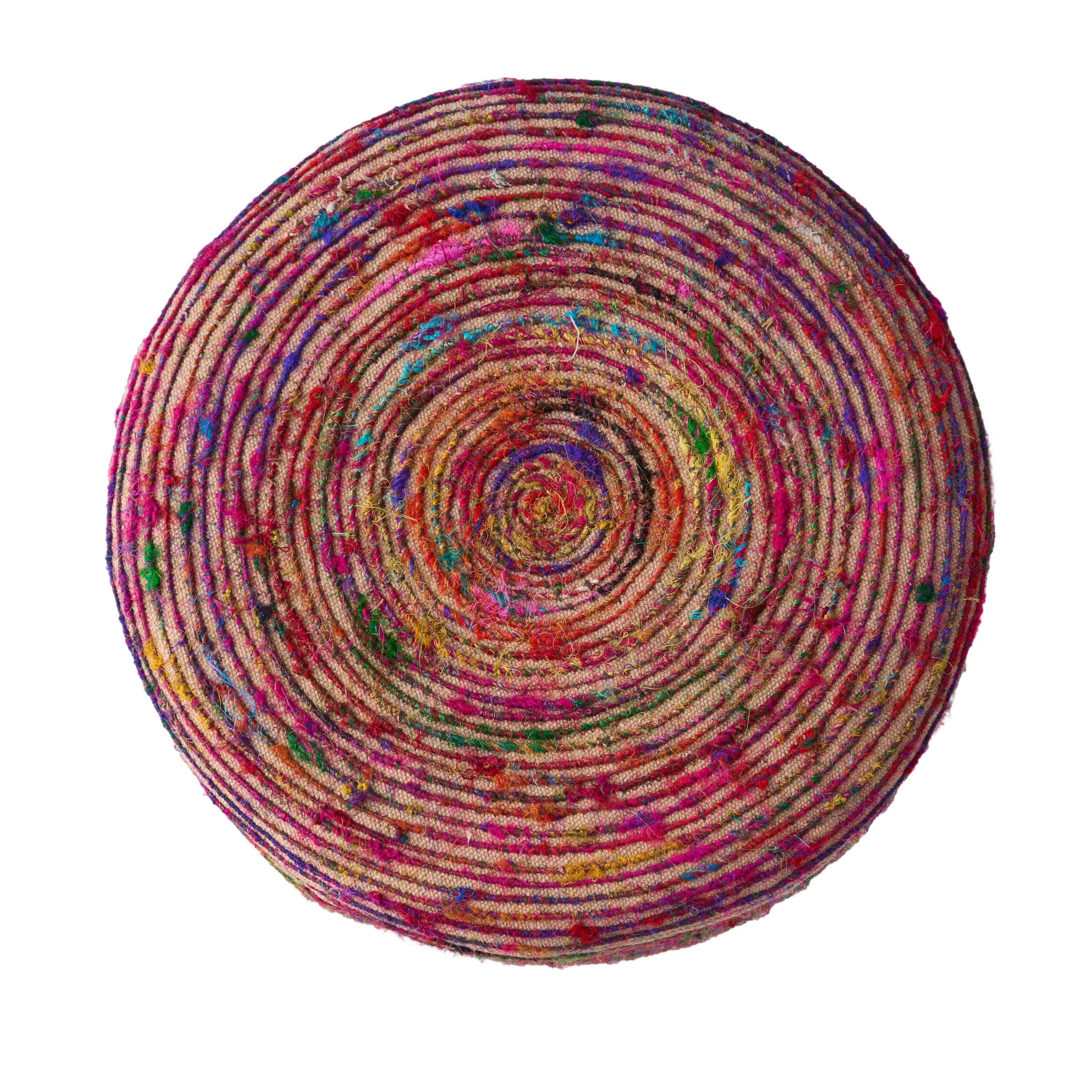 Maya Handcrafted Boho Silk Swirl Ottoman Stool - furnishings