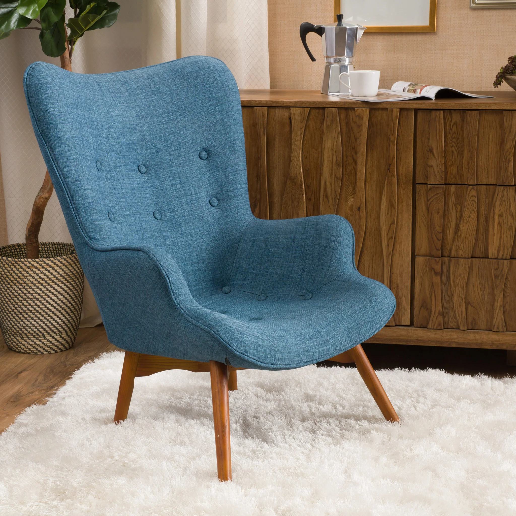 Acantha Mid Century Modern Contour Accent Lounge Chair - furnishings