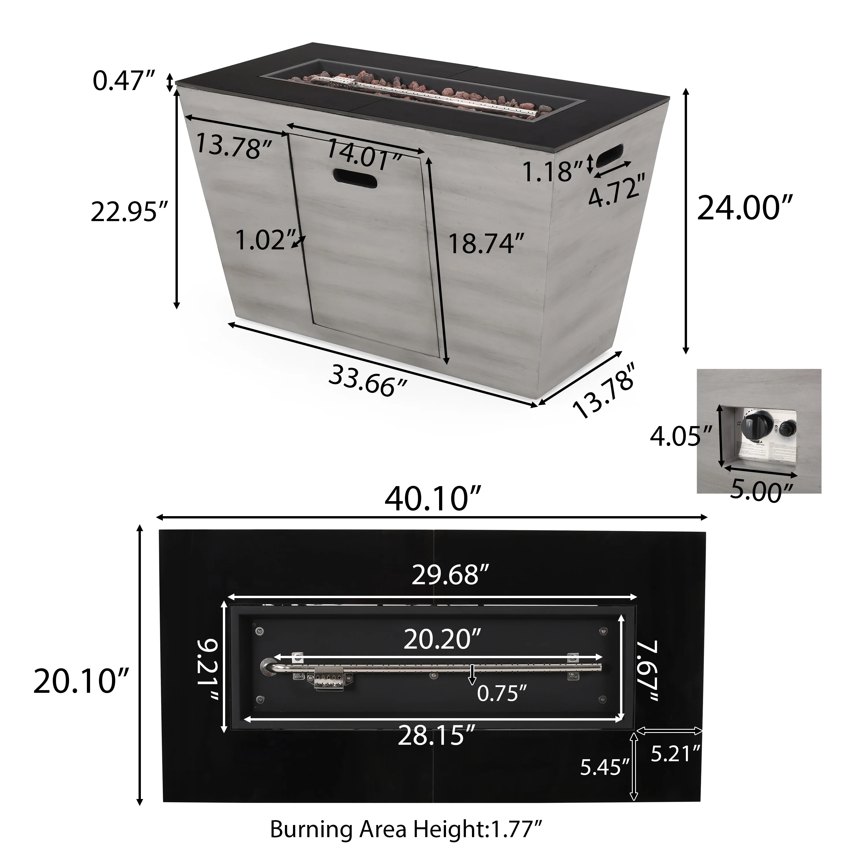 Mattie Outdoor 40-Inch Rectangular Fire Pit - furnishings