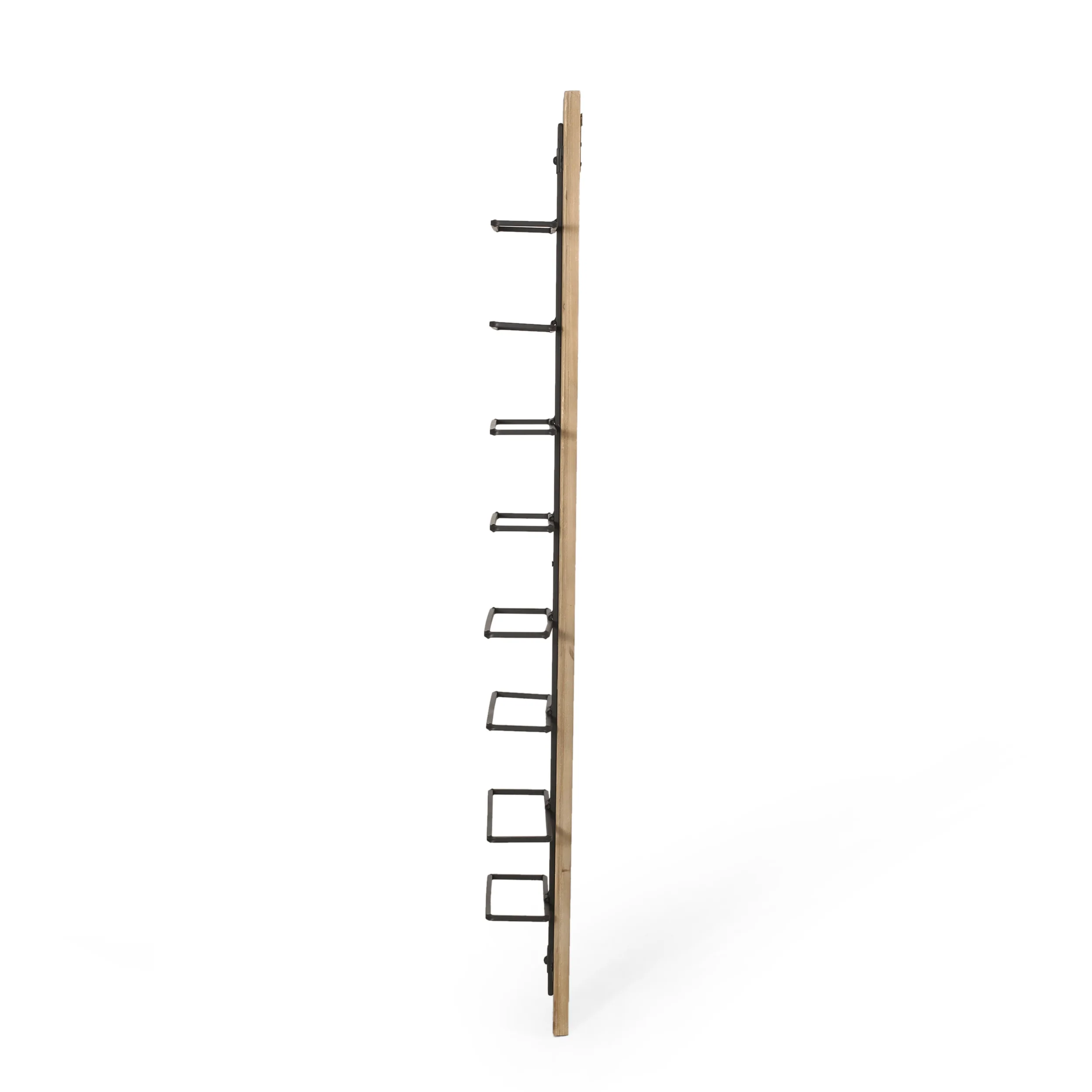Boster Modern Industrial 8 Bottle Wall Mounted Wine Rack, Natural and Black - furnishings