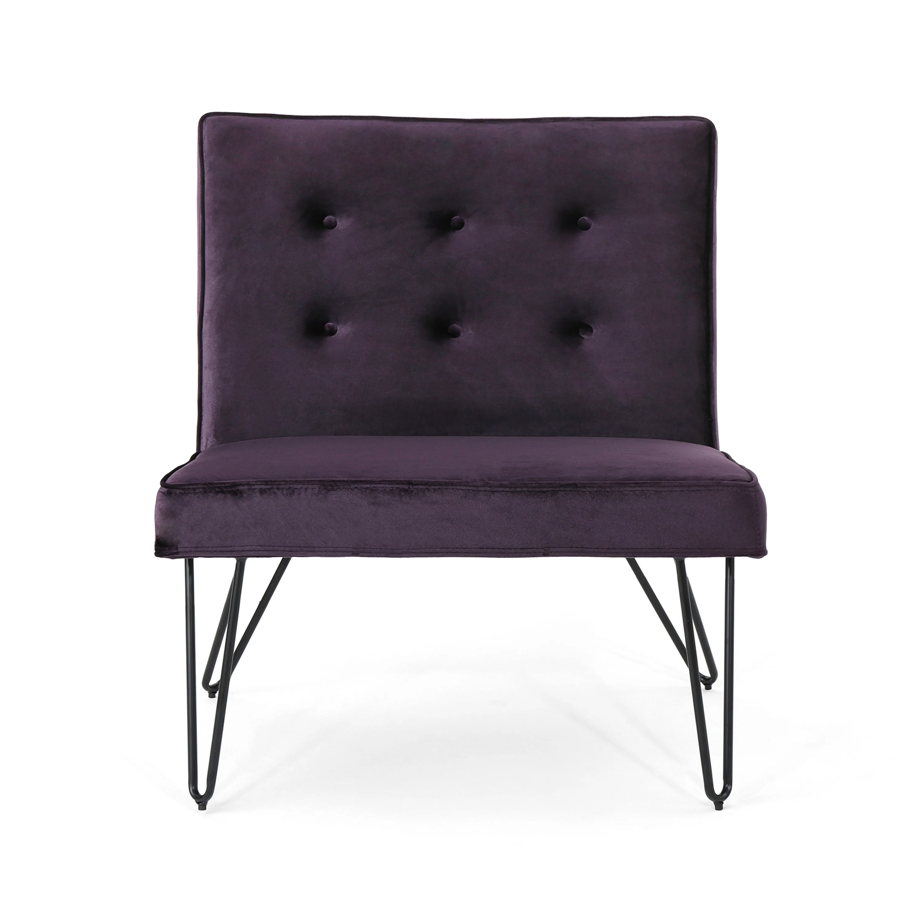 DuSoleil Modern Button Tufted Armless Velvet Accent Chair with Hairpin Legs - furnishings