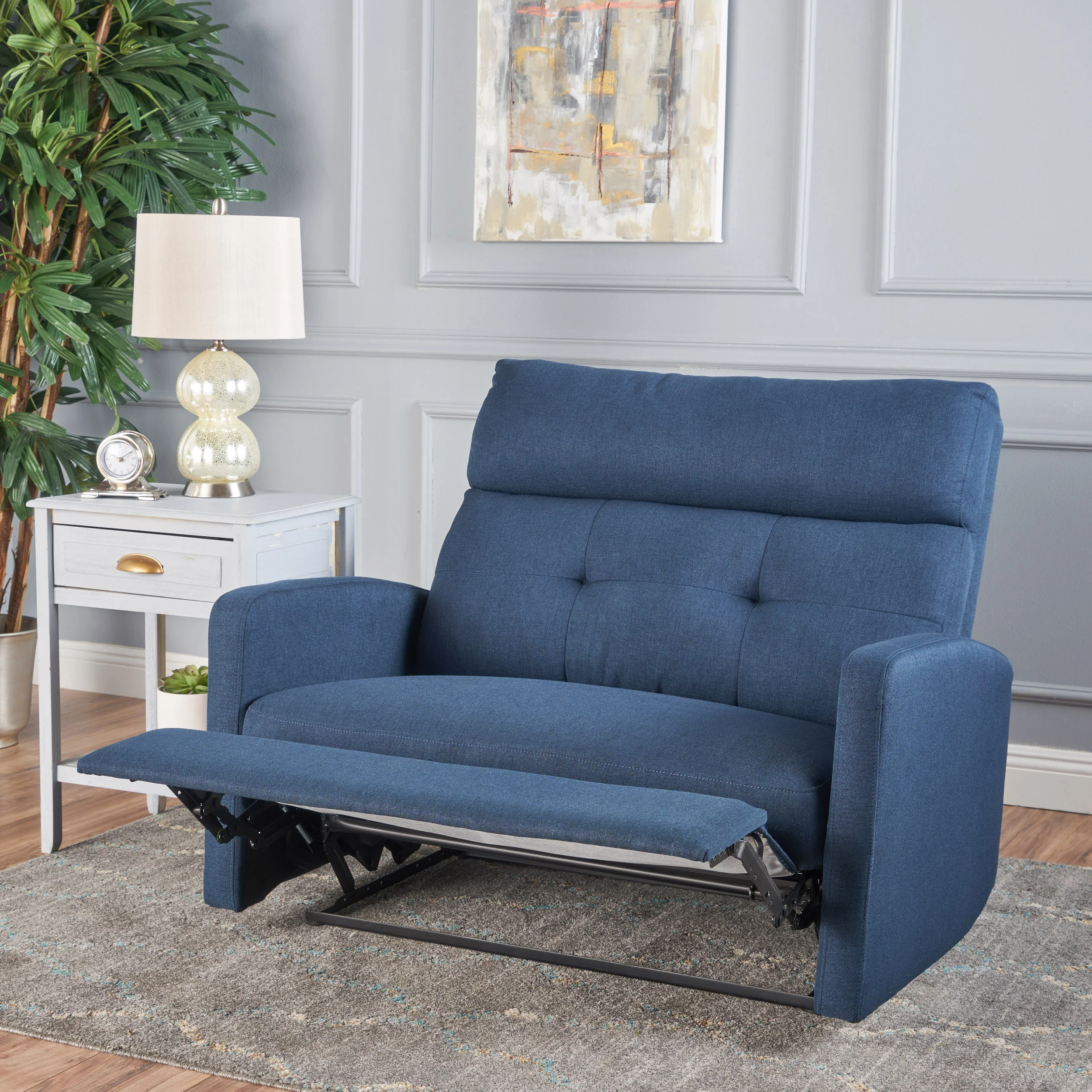 Hana Plush Cushion Tufted Back Fabric Loveseat Recliner - furnishings