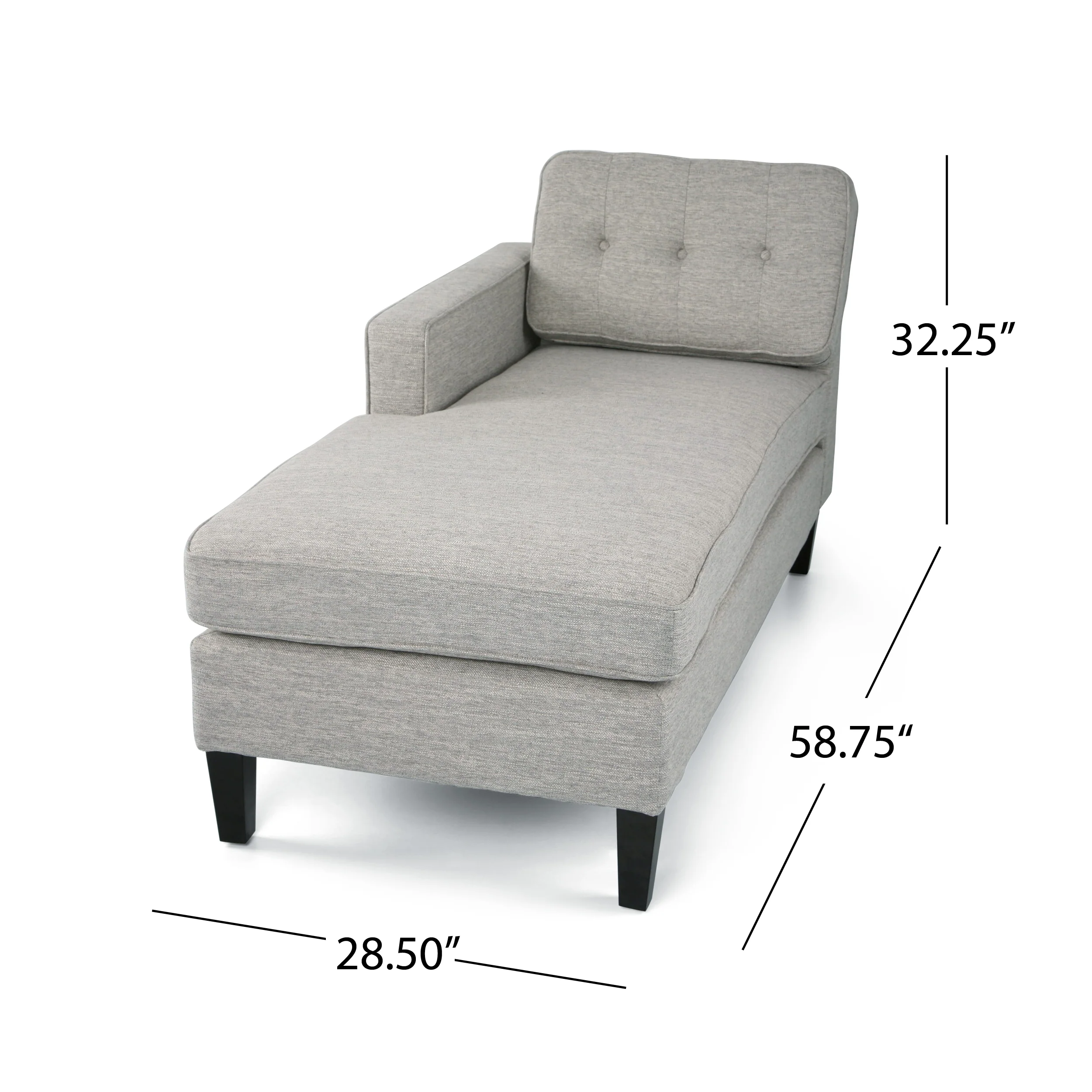 Grace Contemporary Fabric Chaise Sectional with Button Accents - furnishings