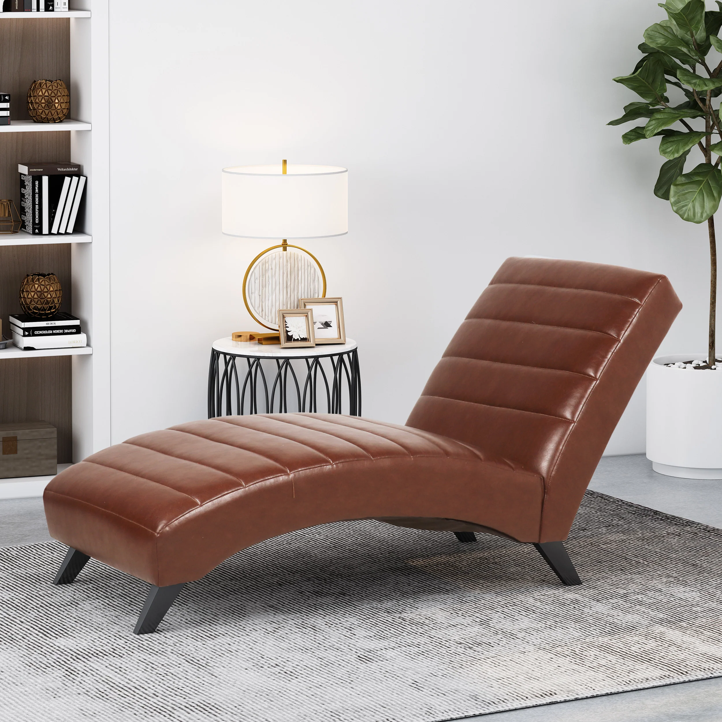 Metter Contemporary Channel Stitch Chaise Lounge - furnishings