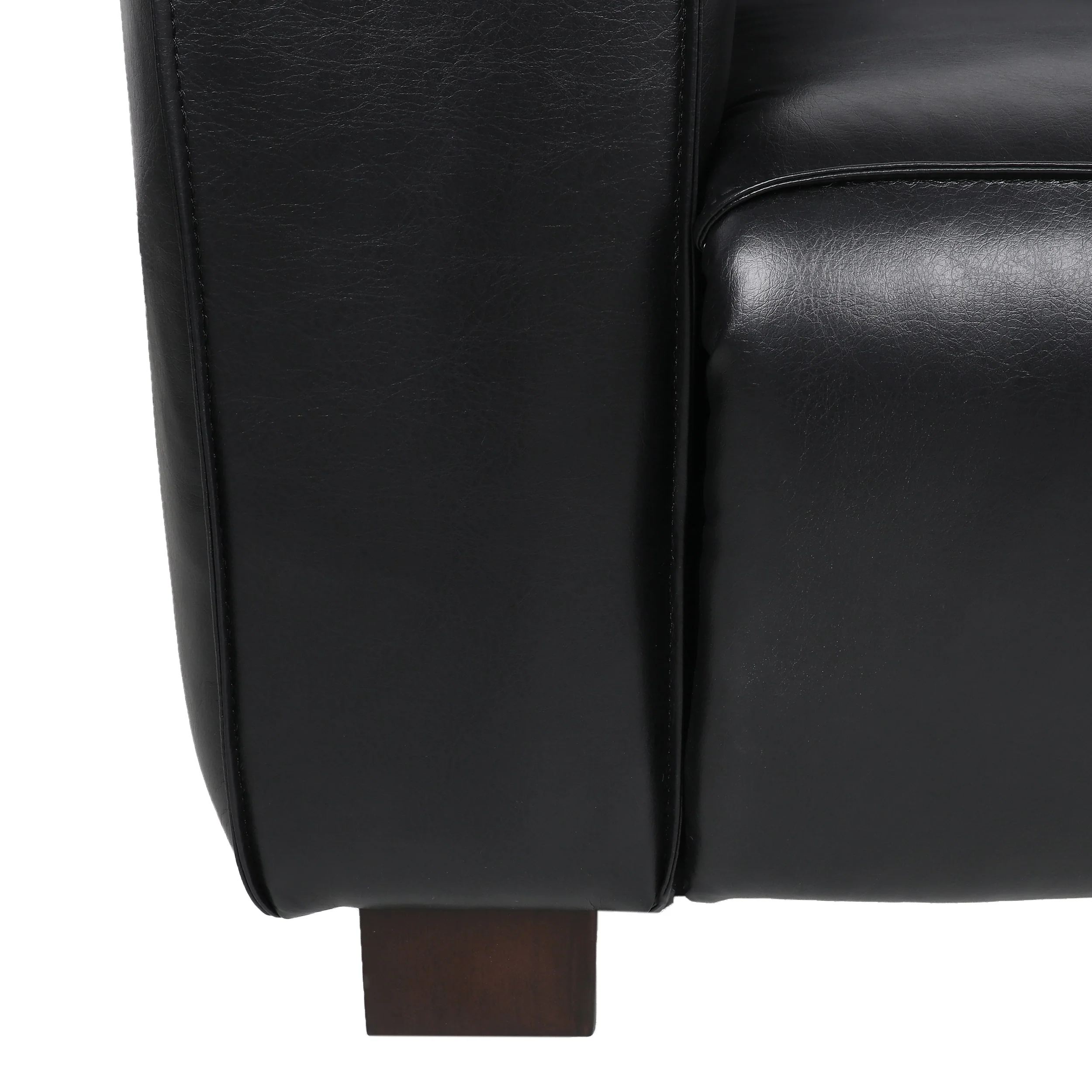 Minkler Contemporary Faux Leather 3 Seater Sofa with Chaise Lounge - furnishings