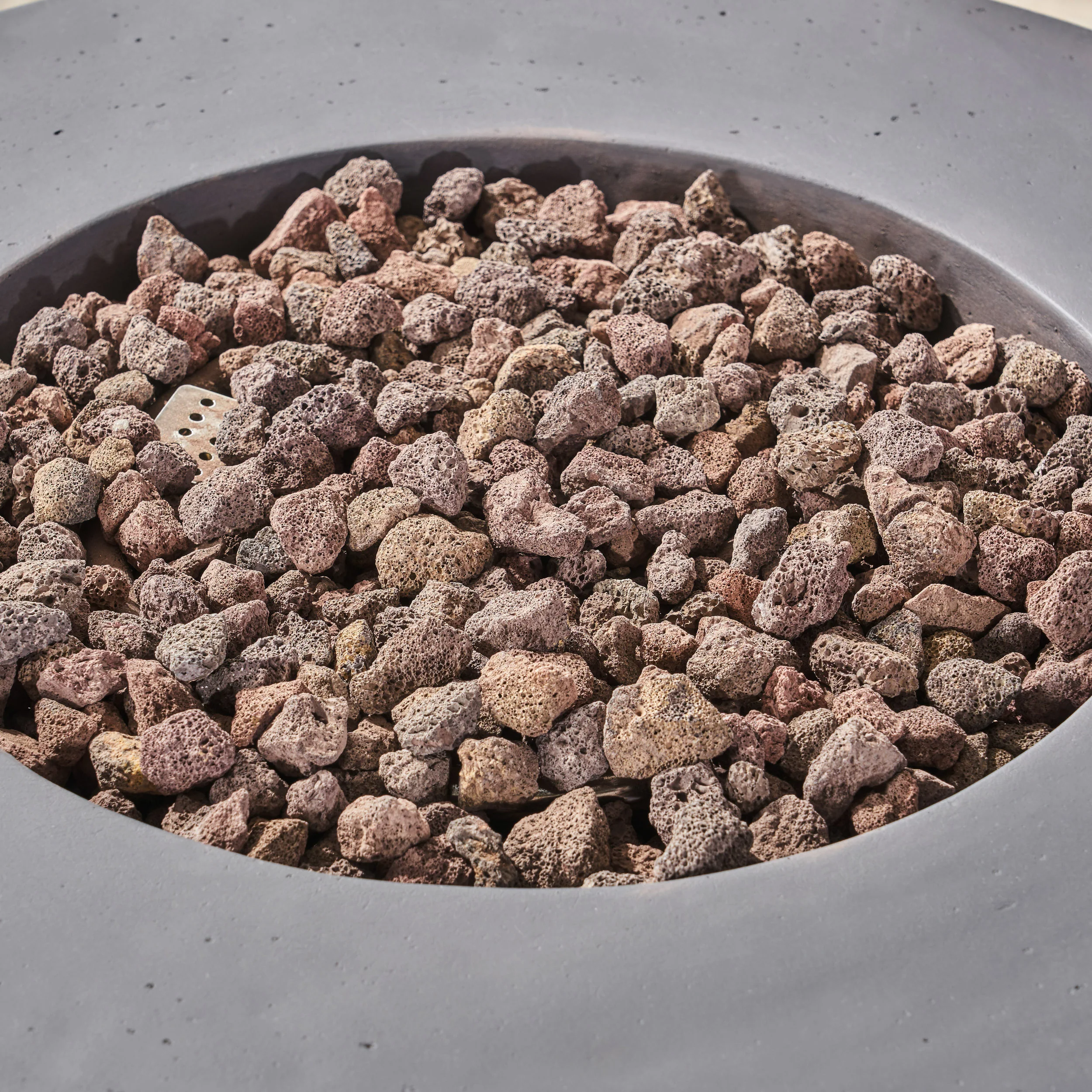 Leo Outdoor 31-inch Round Light Weight Concrete Gas Burning Fire Pit - furnishings