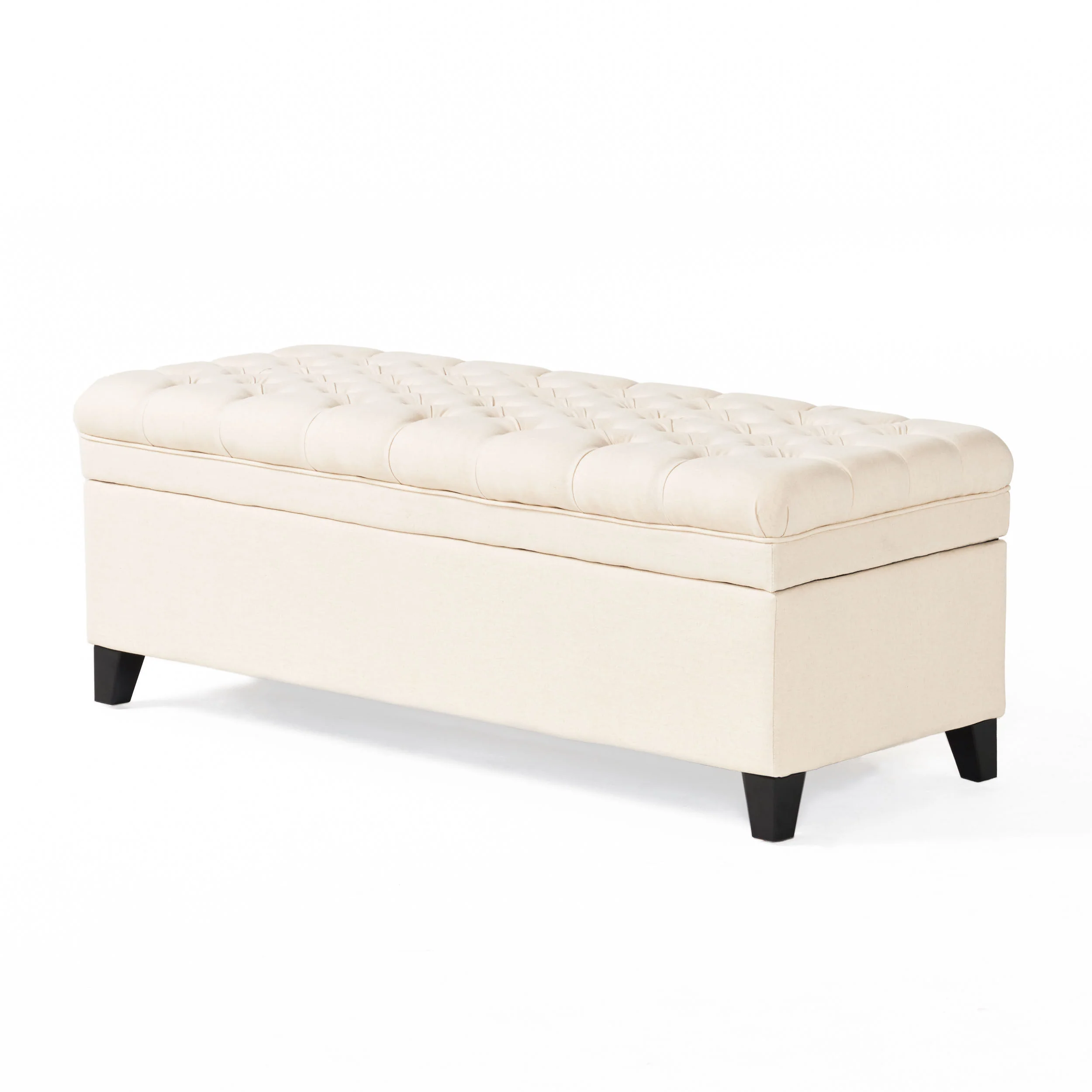 Sheffield French Style Beige Fabric Tufted Storage Ottoman Bench - furnishings
