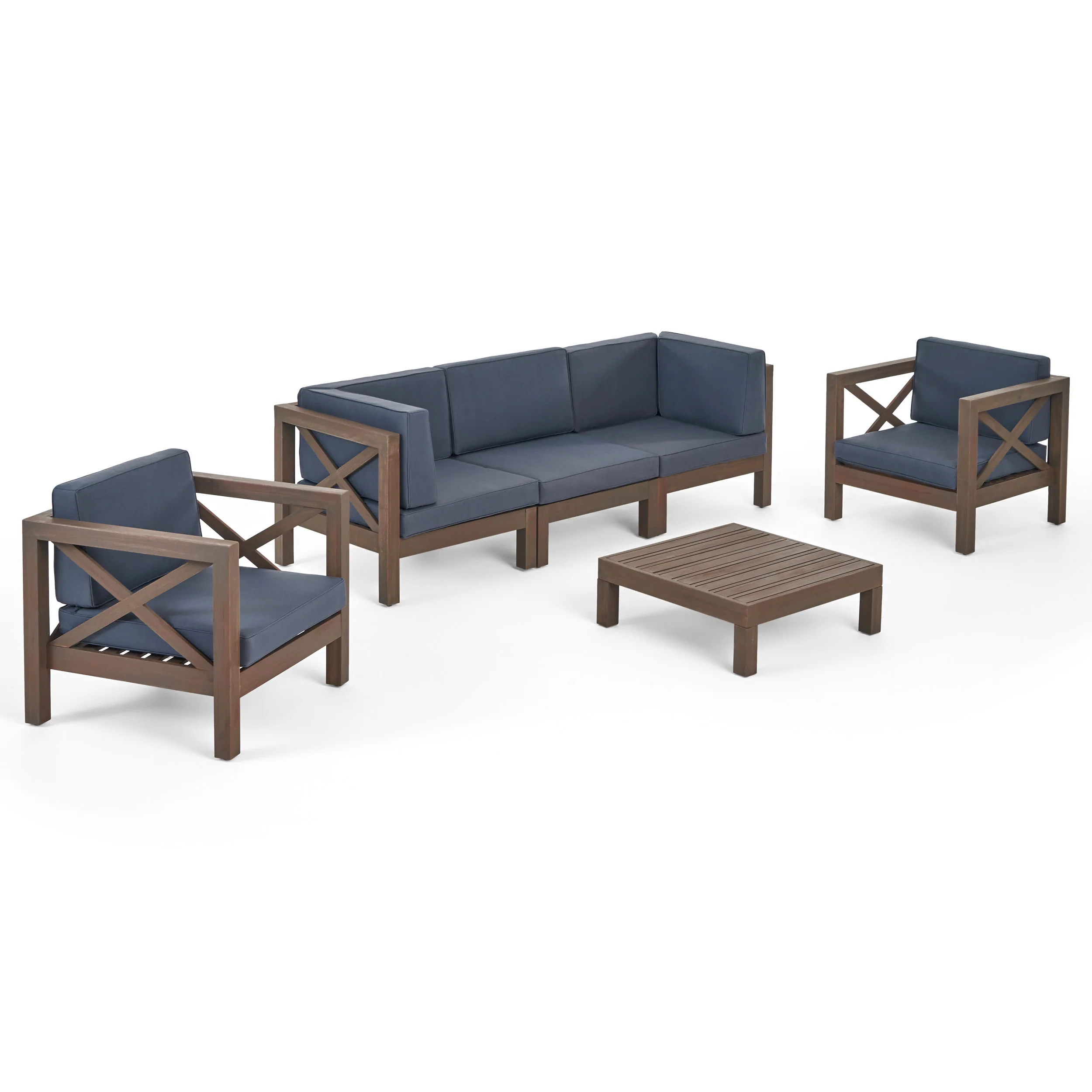 Morgan Outdoor 5 Seater Acacia Wood Sofa Chat Set - furnishings