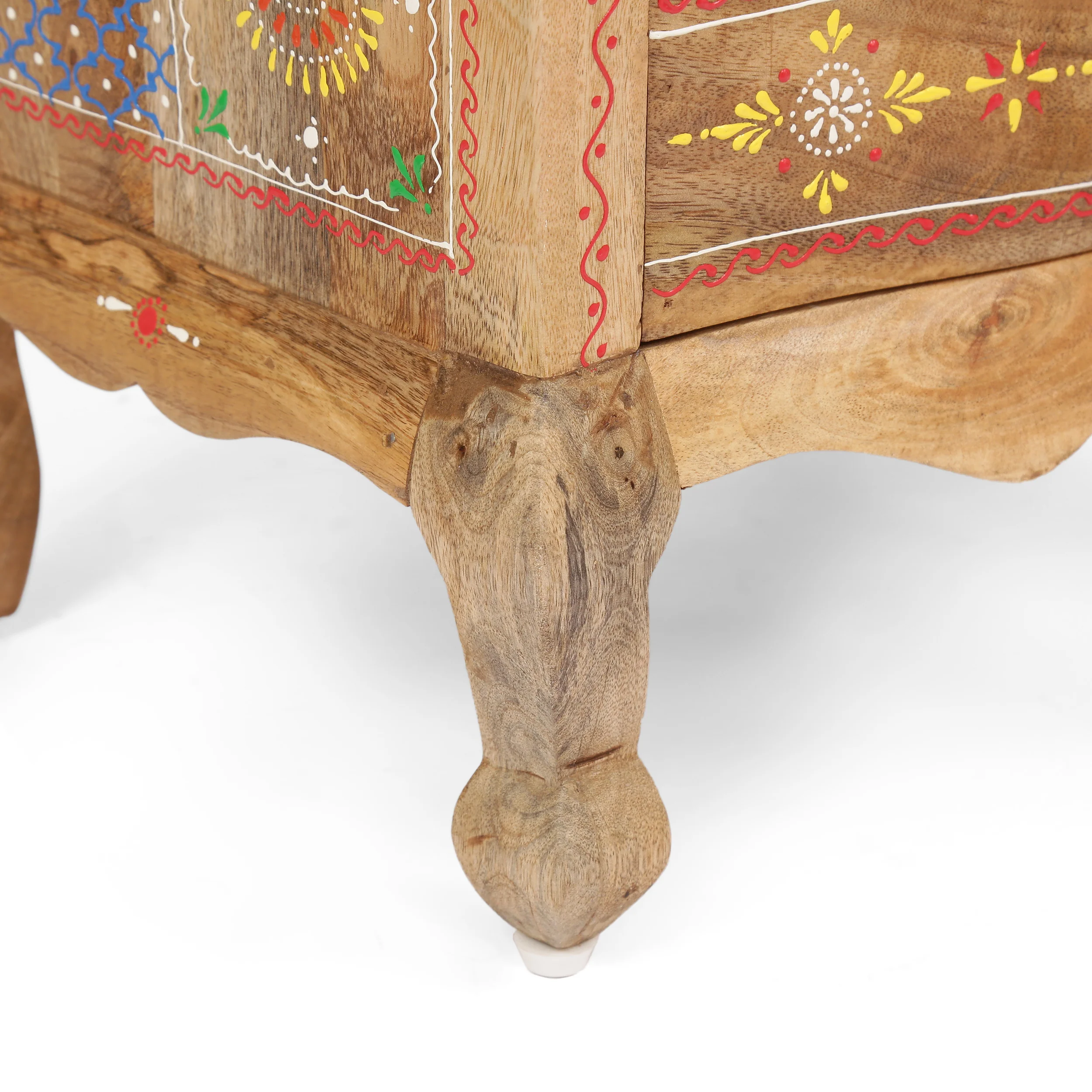 Valdosta Handcrafted Boho Mango Wood 3 Drawer Nightstand - furnishings