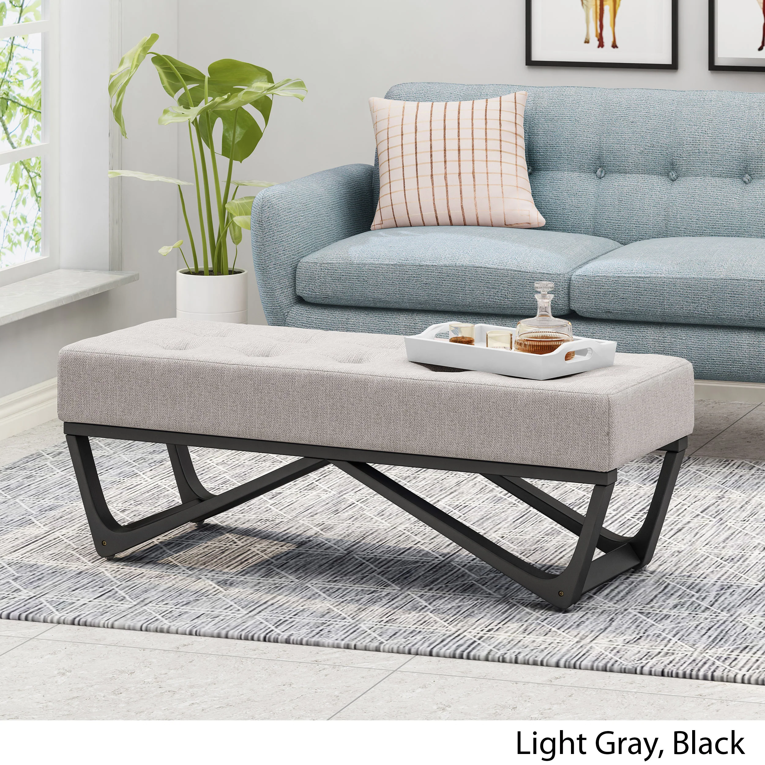 Emily Contemporary Fabric Ottoman Bench - furnishings