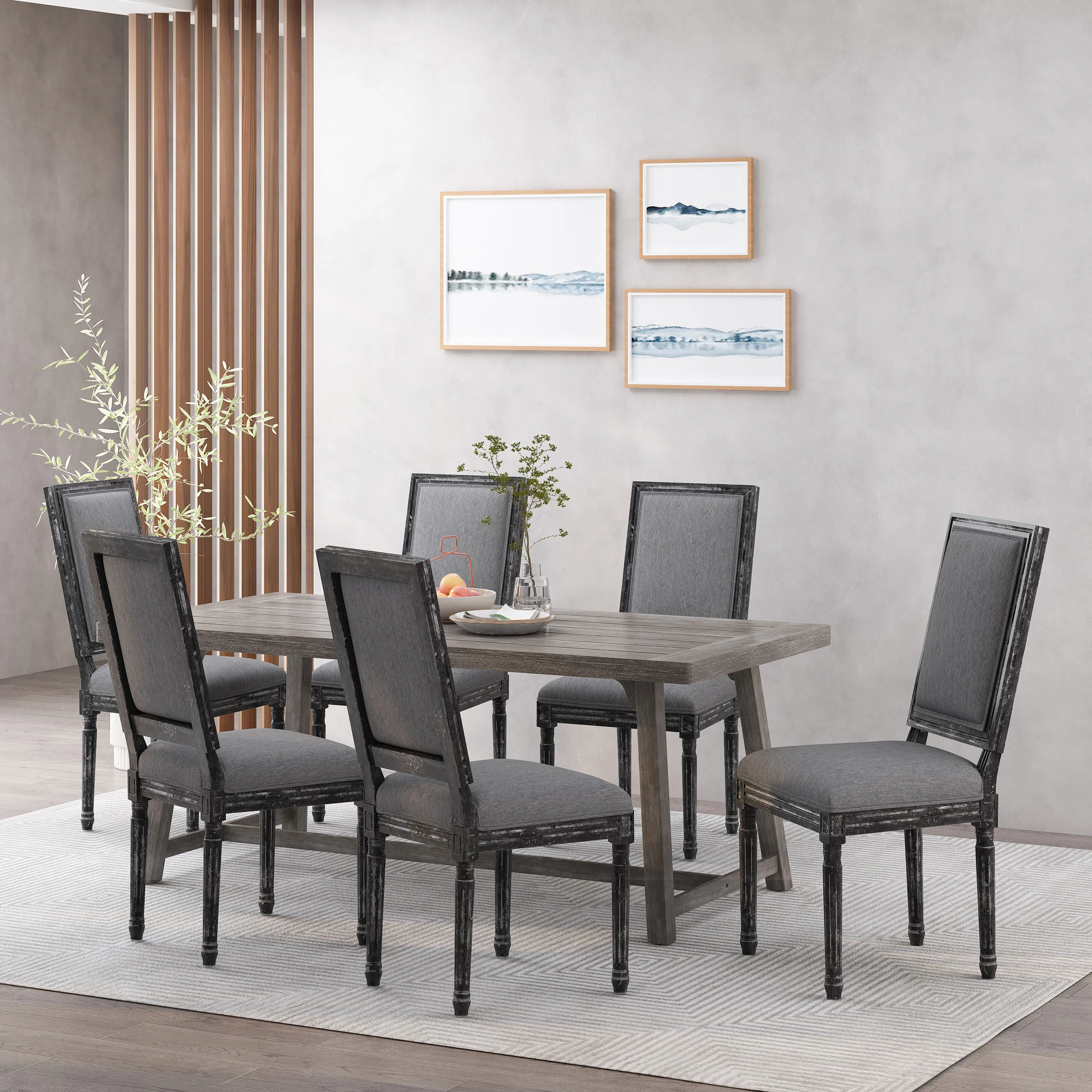 Amy French Country Wood Upholstered Dining Chair (Set of 6) - furnishings