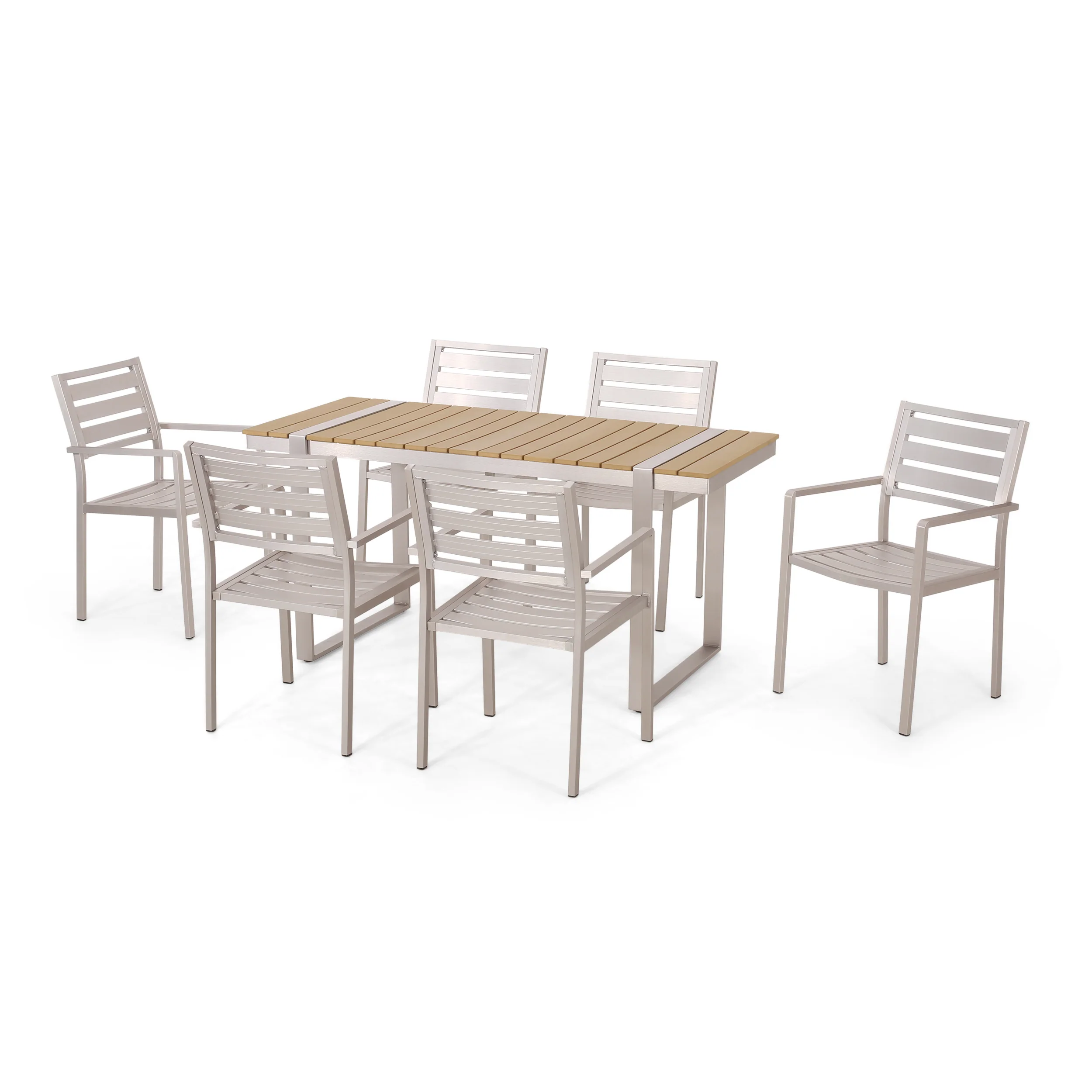 Mora Outdoor 7 Piece Aluminum Dining Set - furnishings