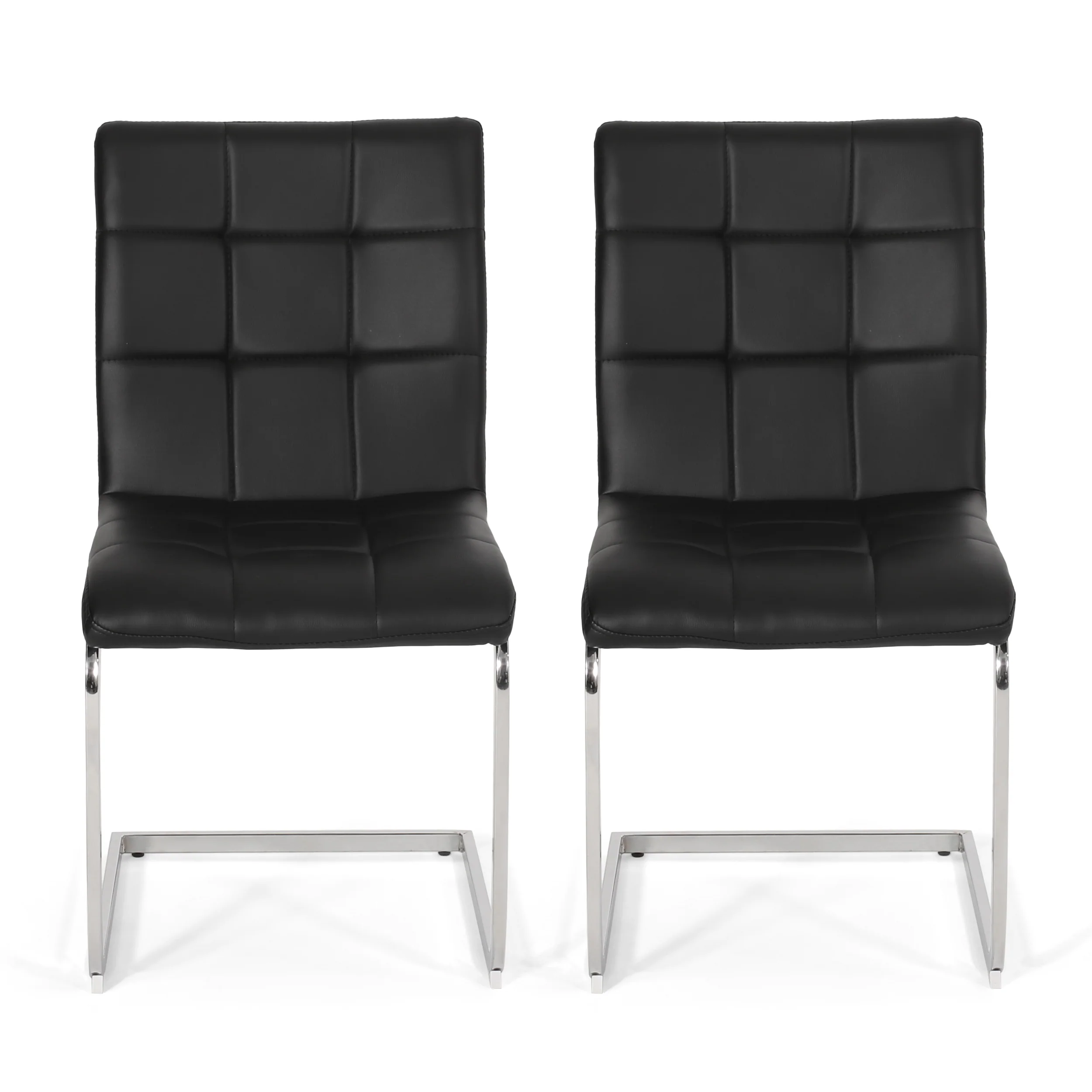 Benner Modern Upholstered Waffle Stitch Dining Chairs, Set of 2 - furnishings