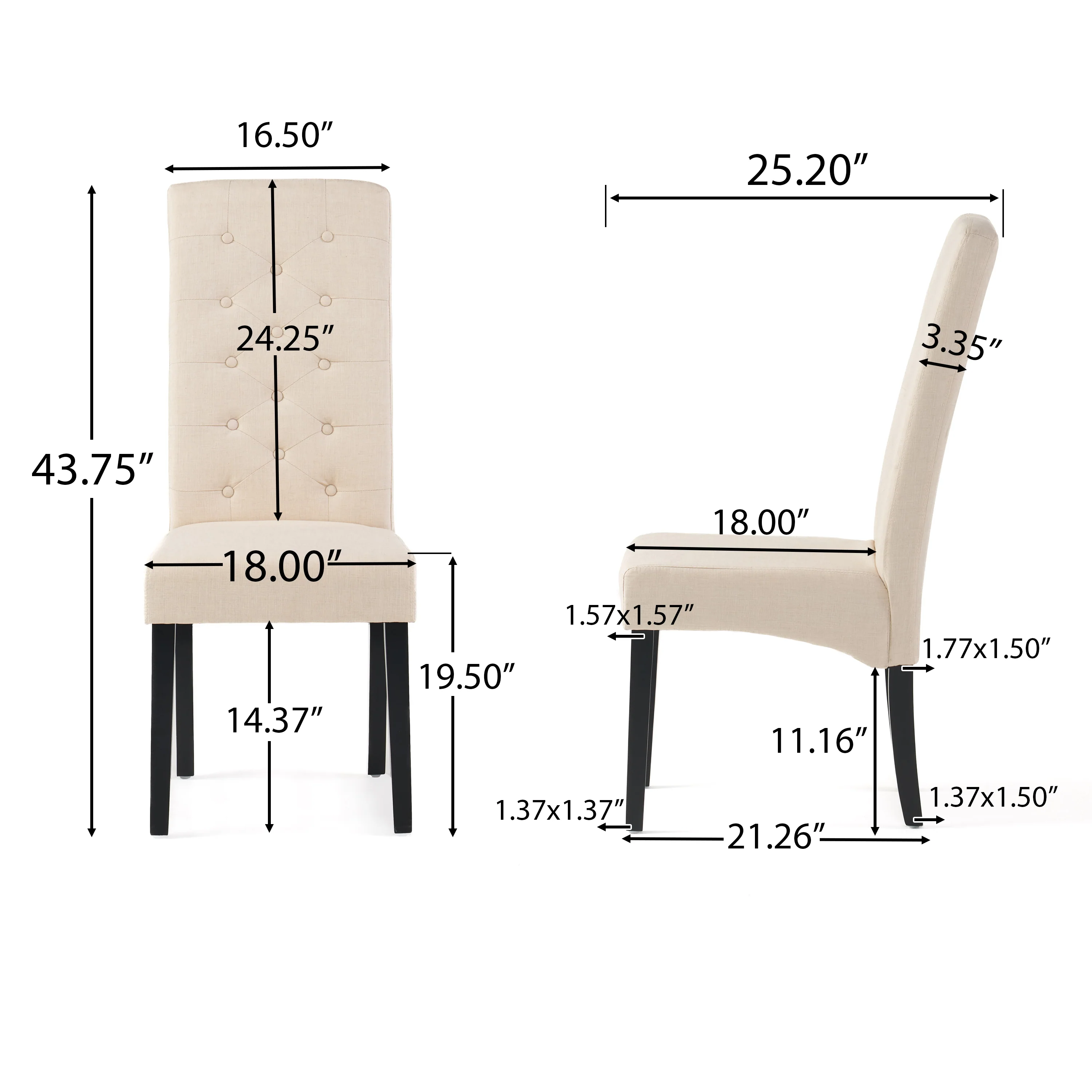 Darby Natural Linen Dining Chair (Set of 2) - furnishings