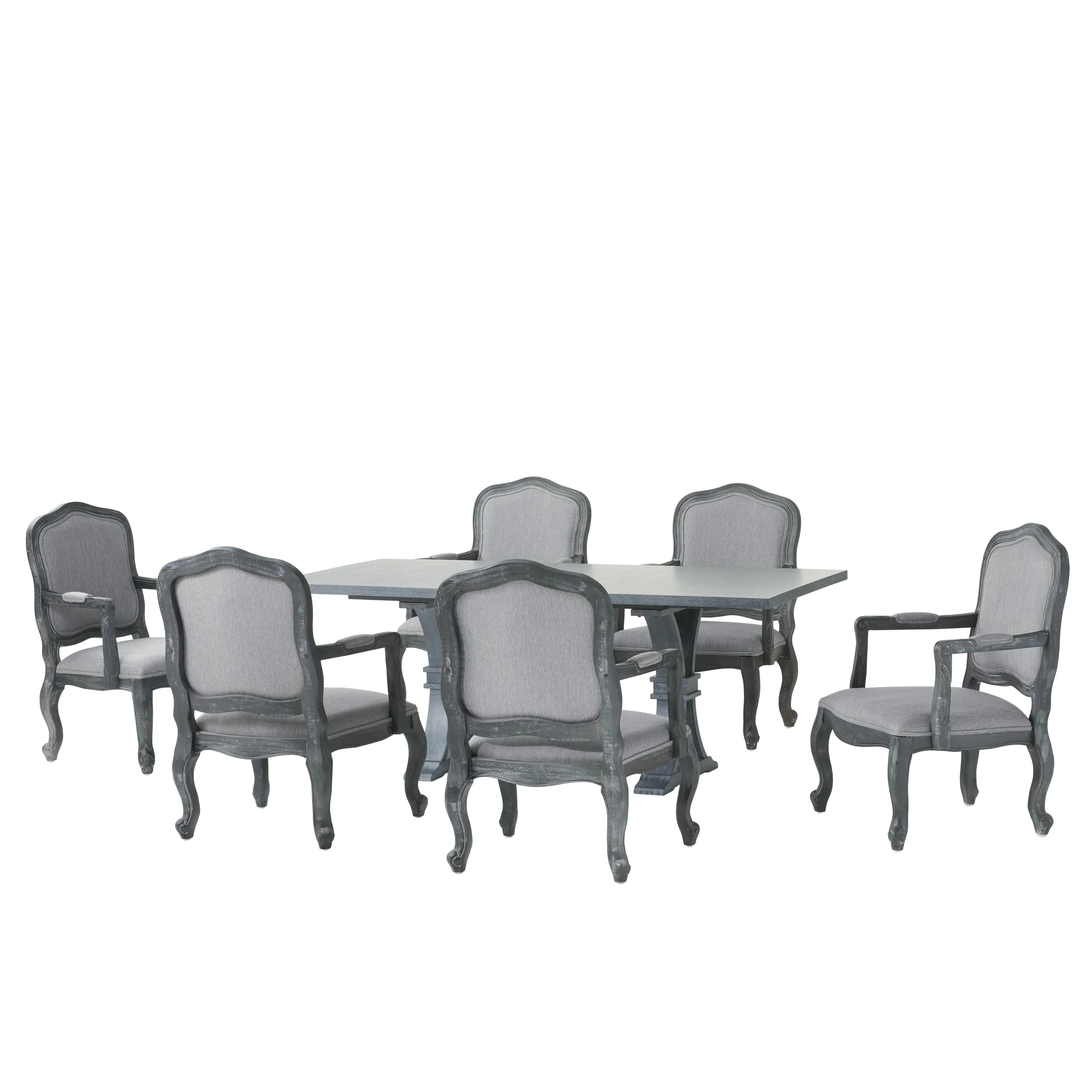 Maria French Country Wood 7-Piece Expandable Dining Set - furnishings