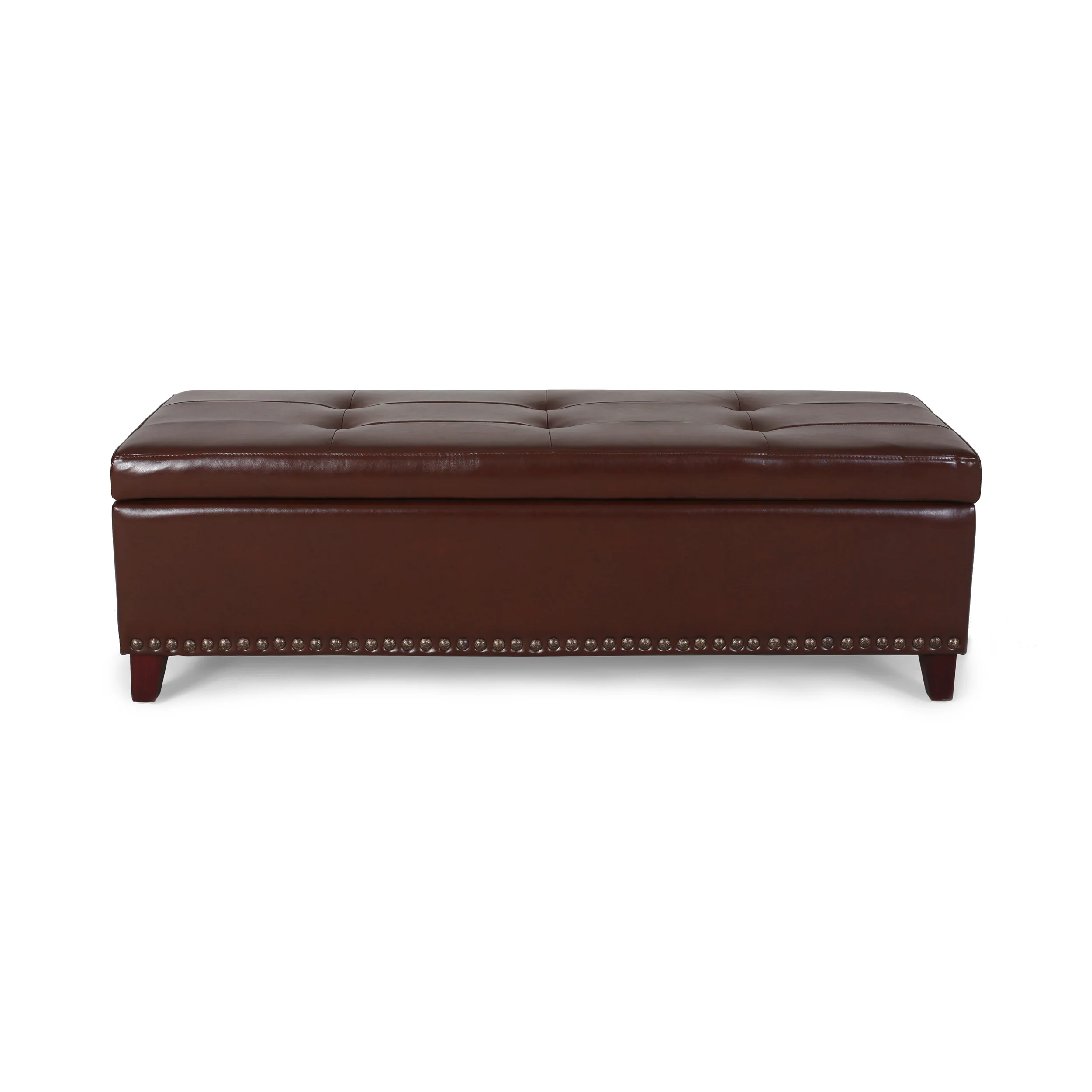 Charleston Rectangle Tufted Leather Storage Ottoman Bench - furnishings
